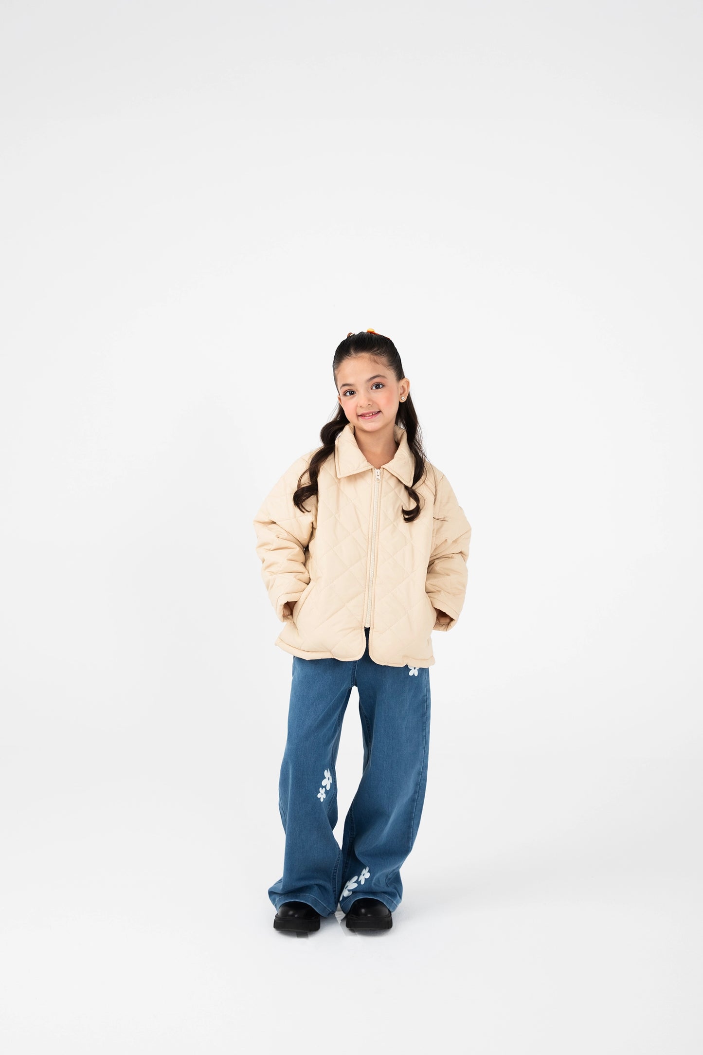 Girls Beige Puffer Jacket