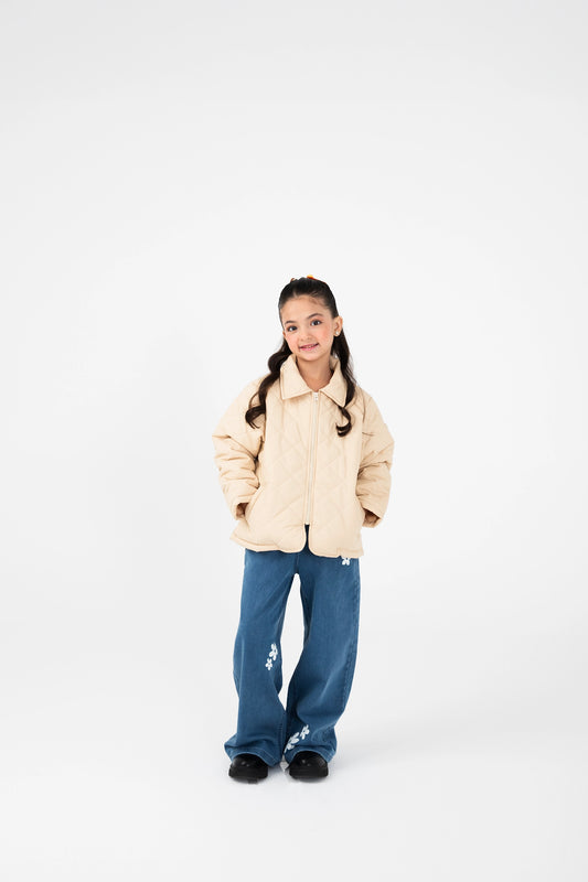 Girls Beige Puffer Jacket