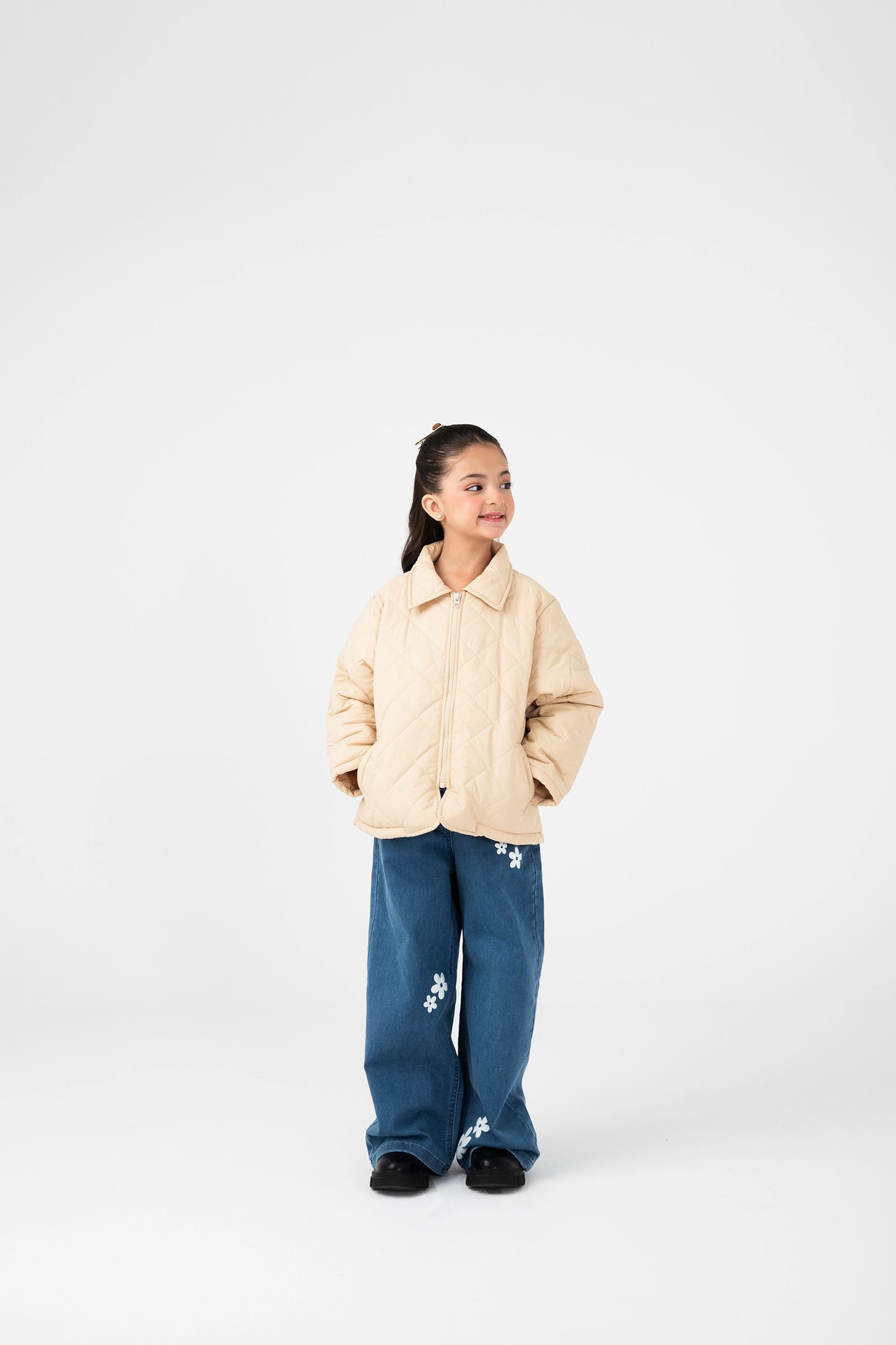 Girls Beige Puffer Jacket