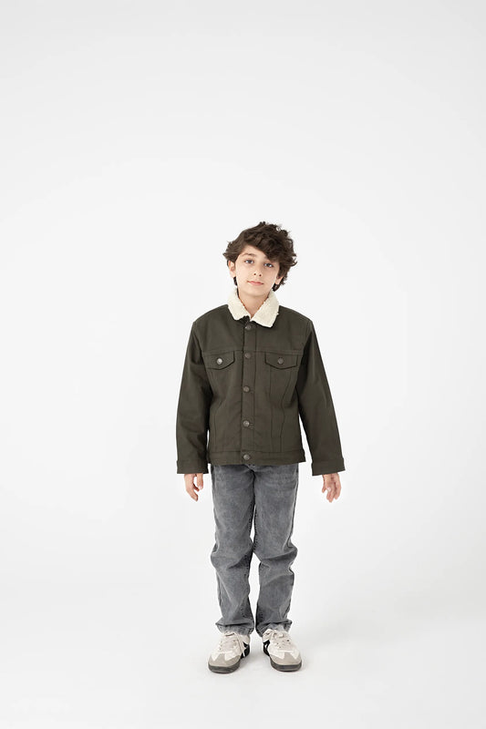 Boys Olive Trail Twill Jacket