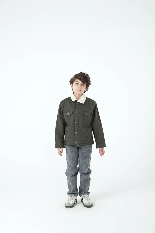 Boys Olive Trail Twill Jacket