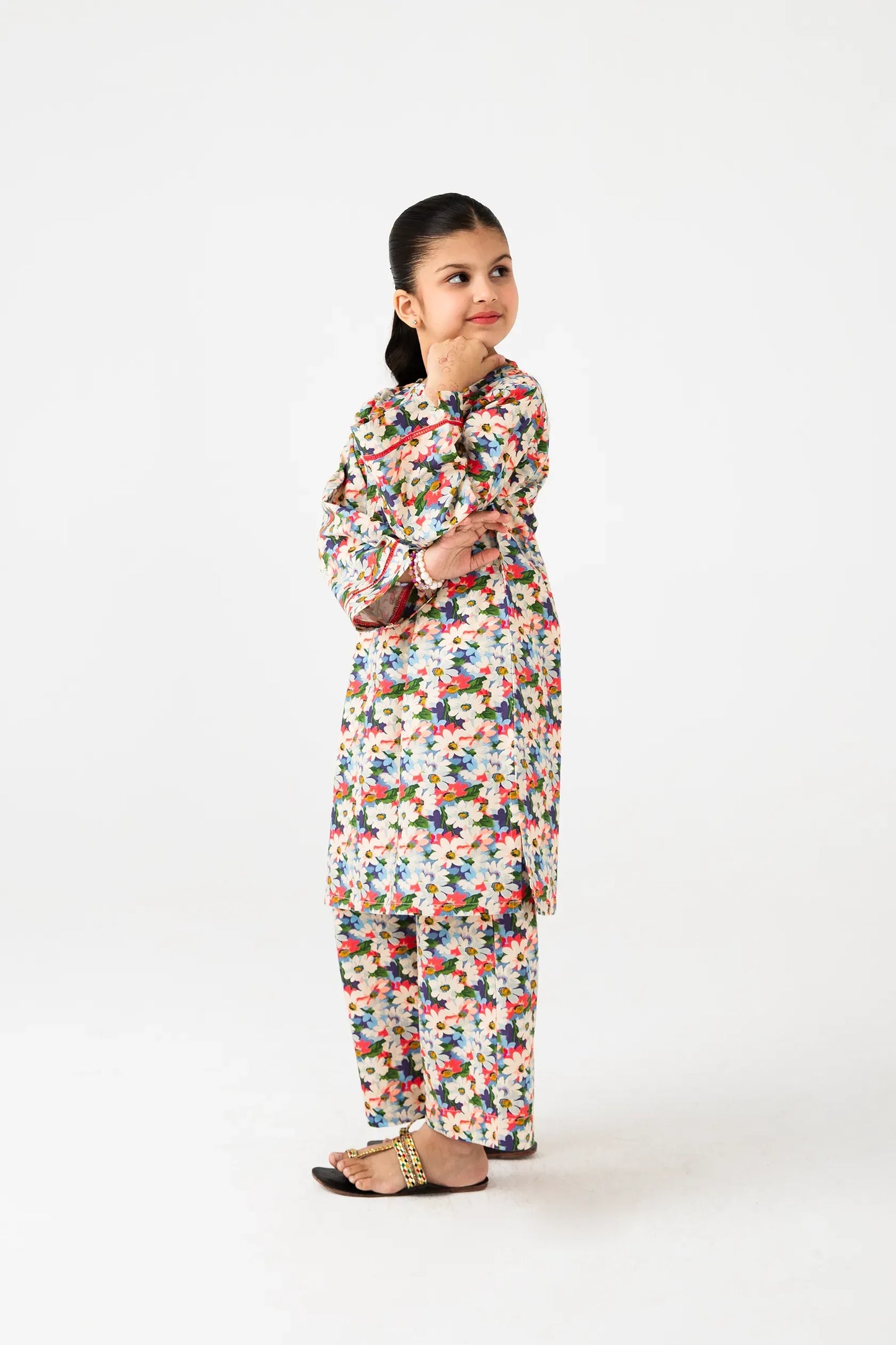 Multicolor Floral Printed Cotton Kurta Set