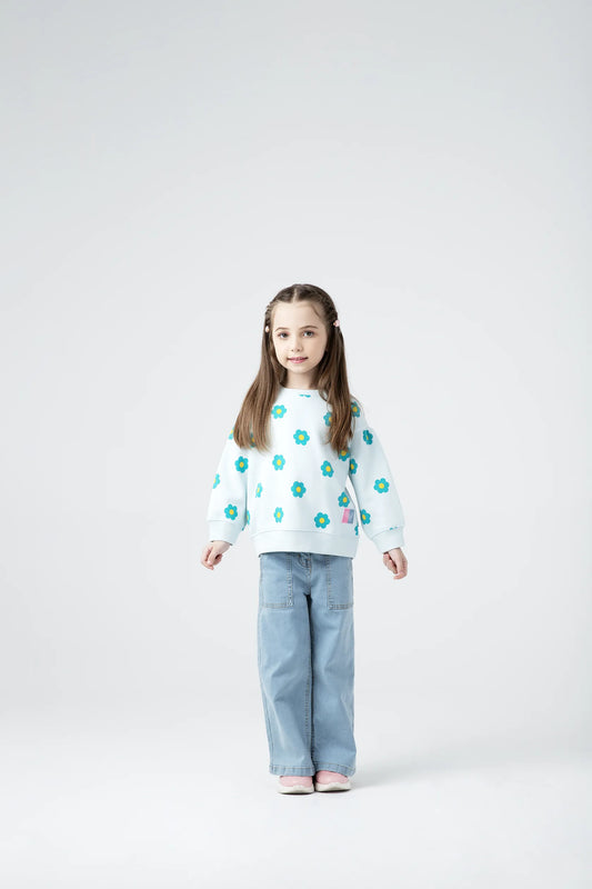 Girls Daisy Puff Sweatshirt