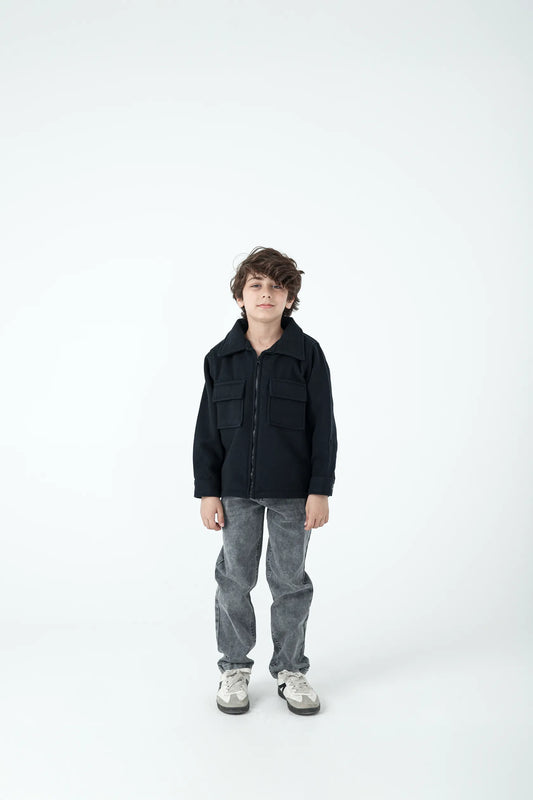 Black Bold Boys Felt Coat