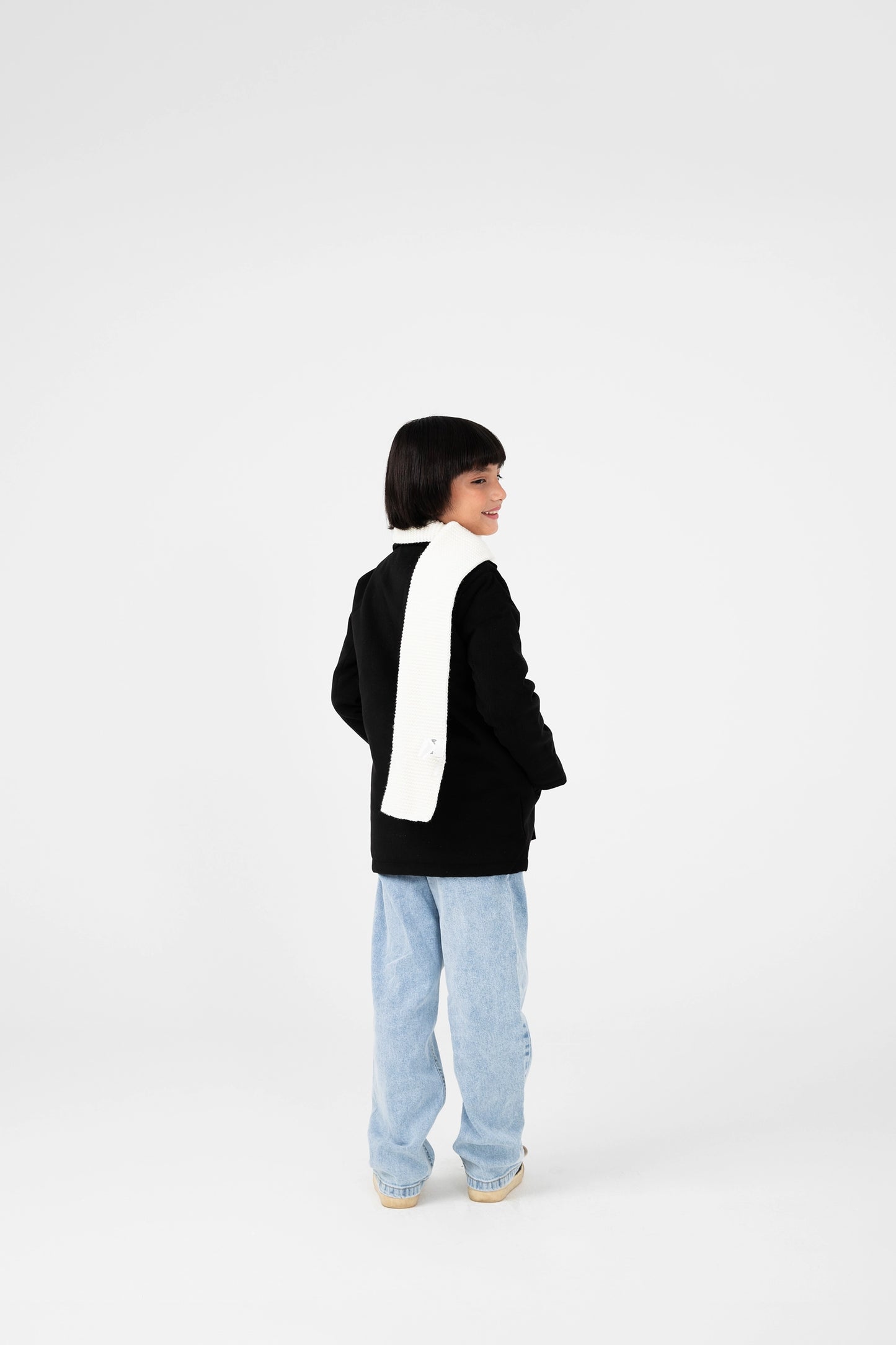 Boys Midnight Black Felt Coat