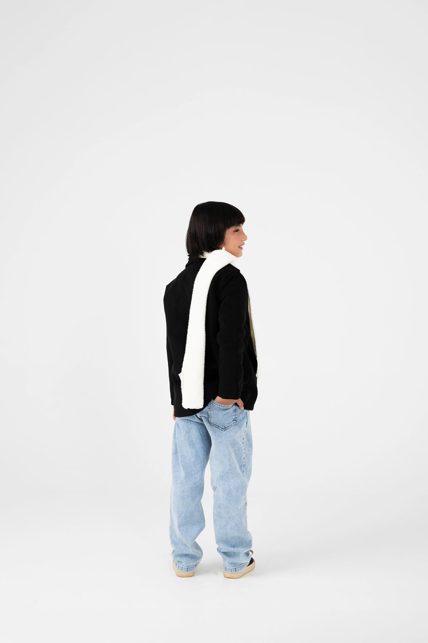 Boys Midnight Black Felt Coat