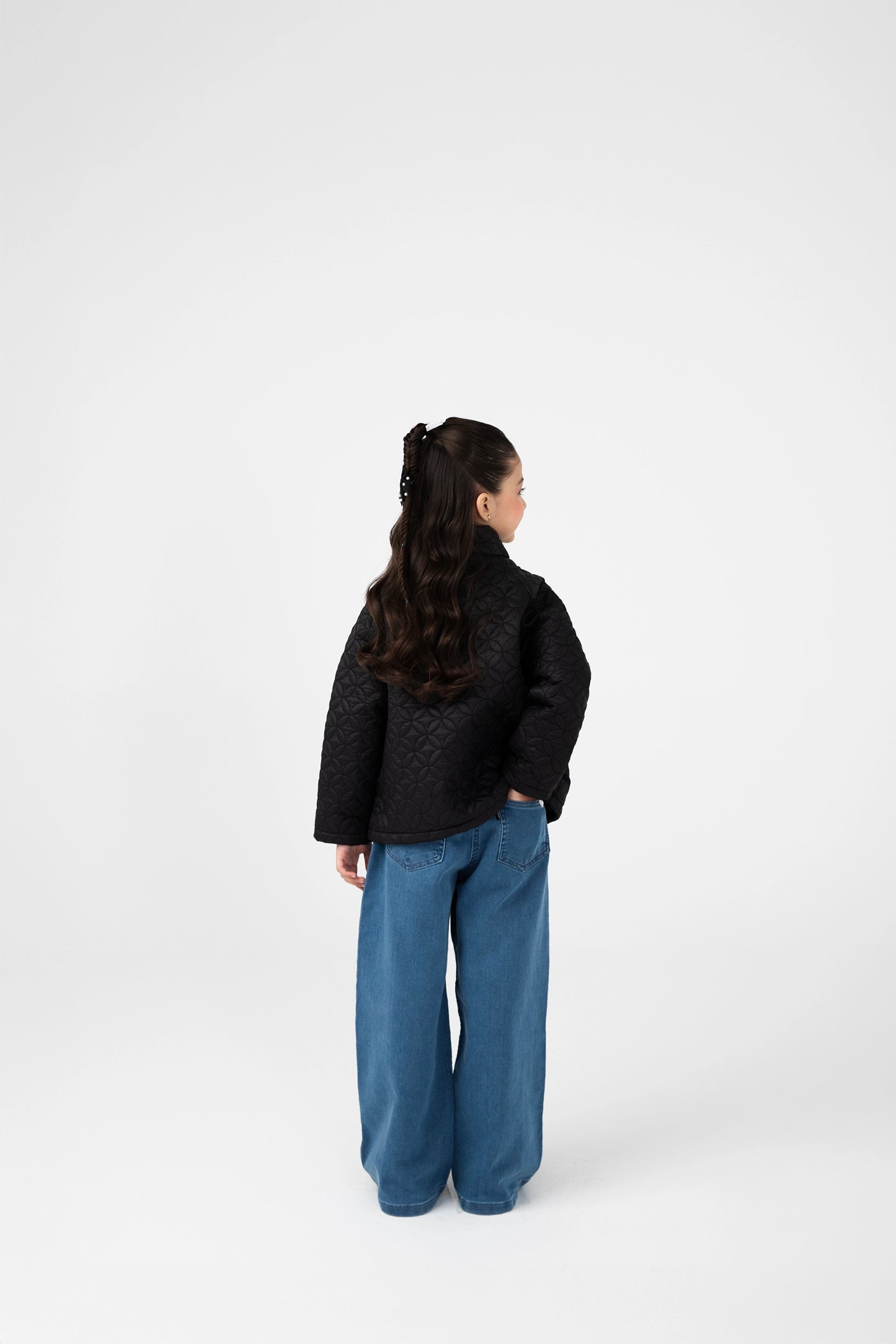 Girls Coal Black Quilted Jacket
