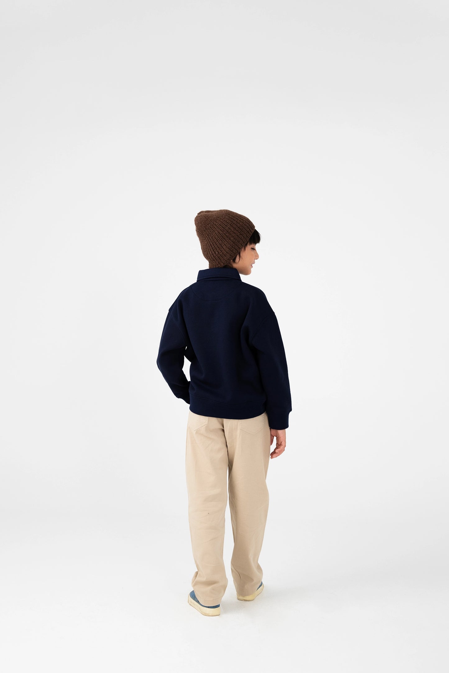 Boys Navy Fleece Collared Sweatshirt