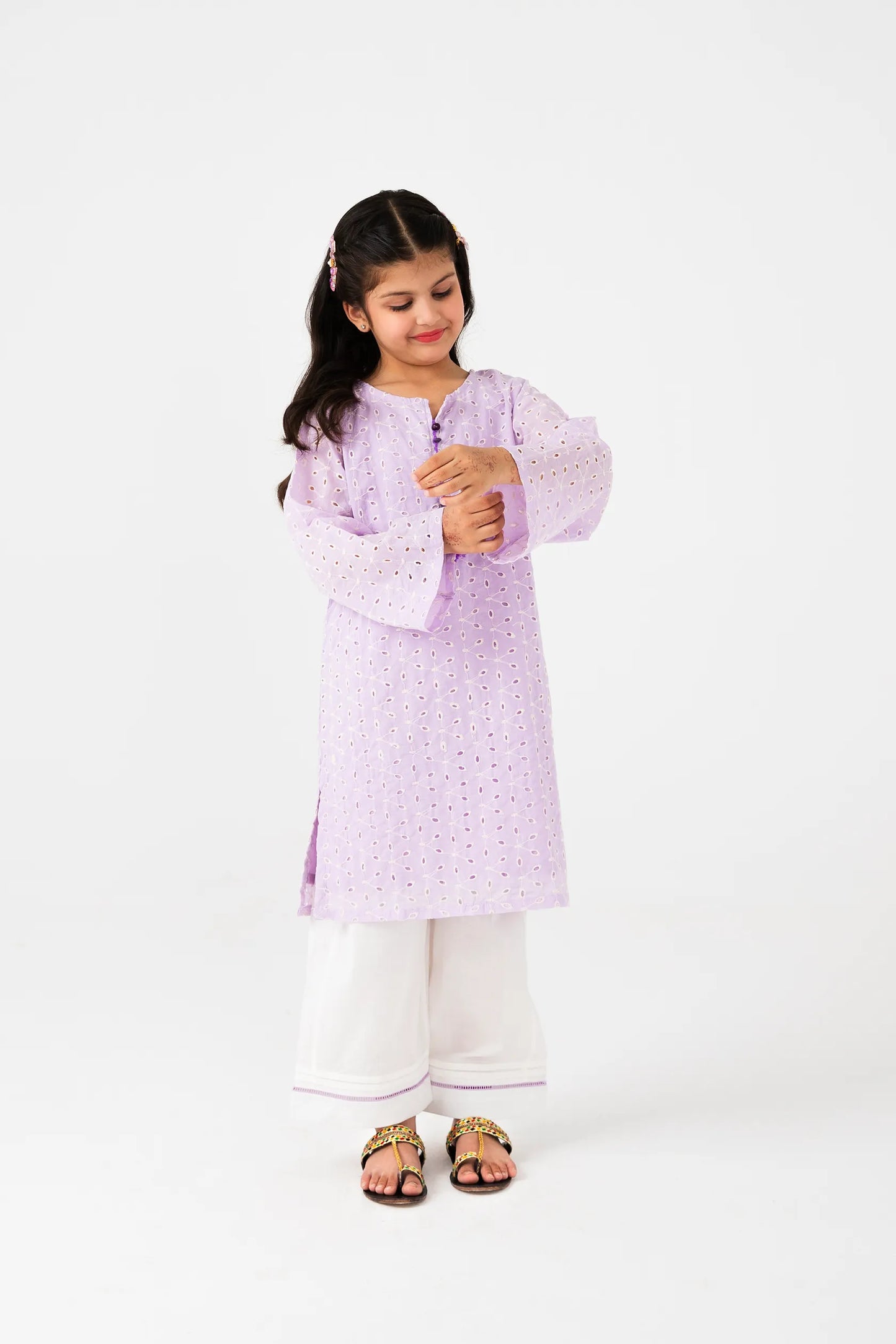 Girls Lilac Chikankari Kurta Shalwar