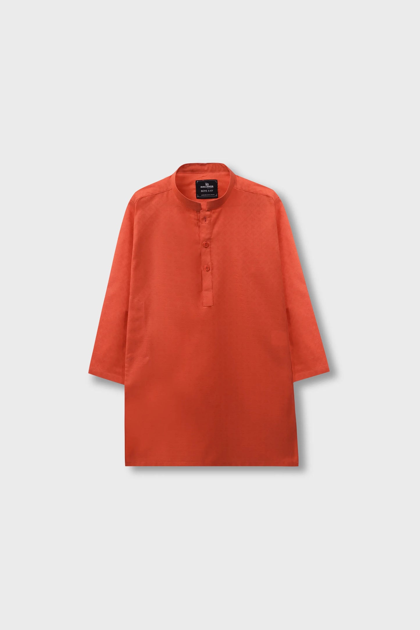 Boys Rust Jacquard Cotton Kurta