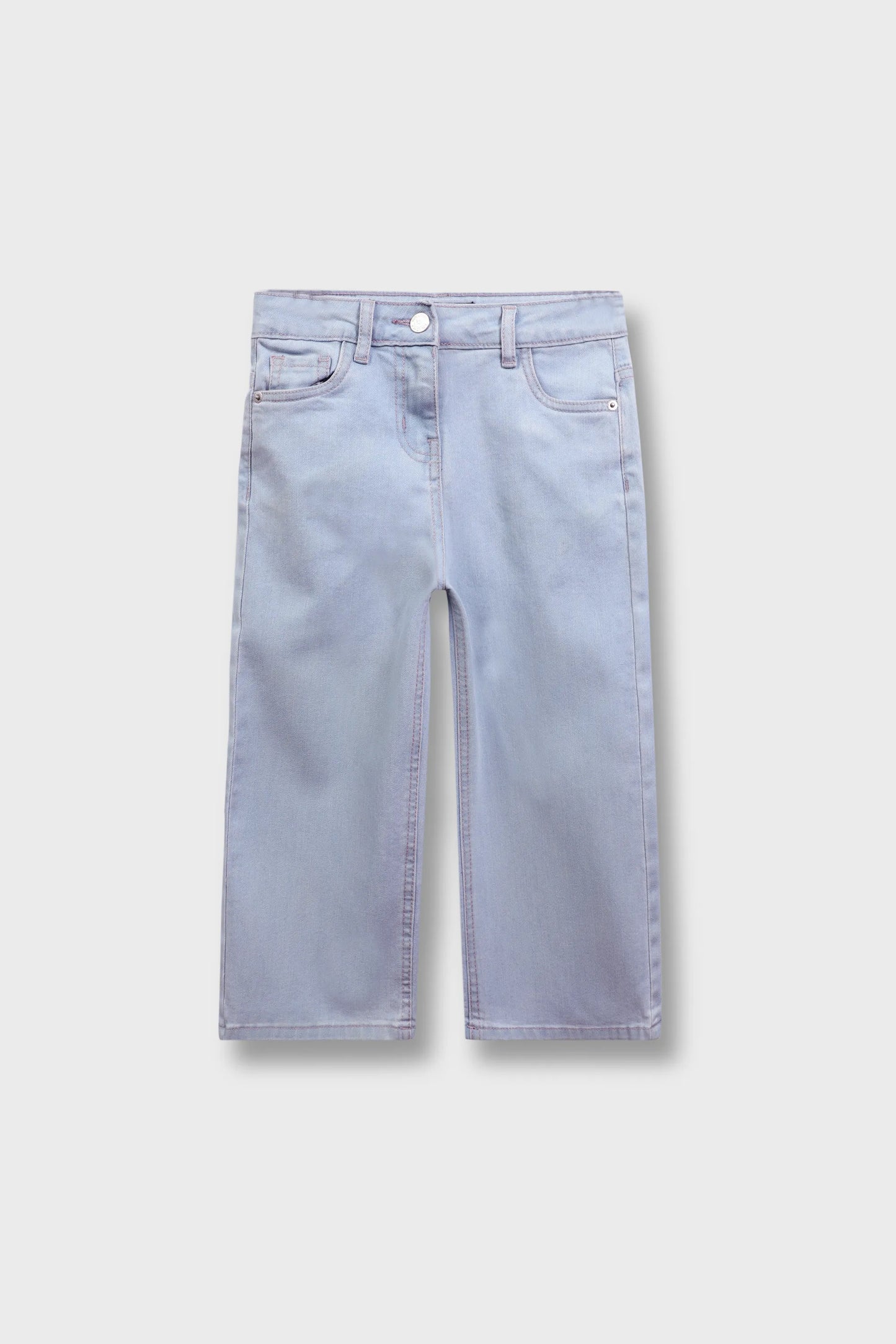 Girls Light Blue Wide-Leg Jeans