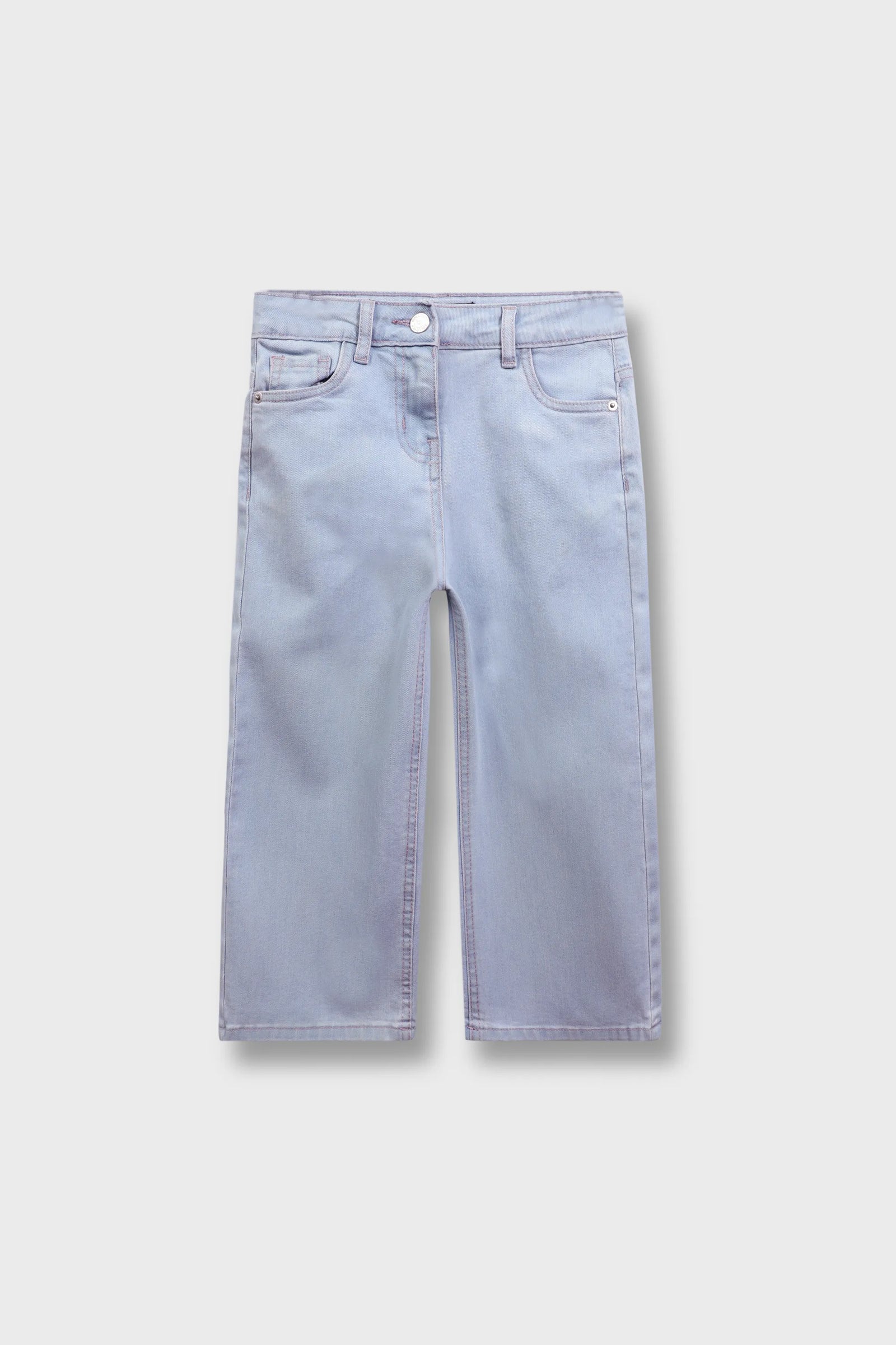 Girls Light Blue Wide-Leg Jeans