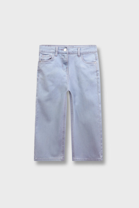 Girls Light Blue Wide-Leg Jeans
