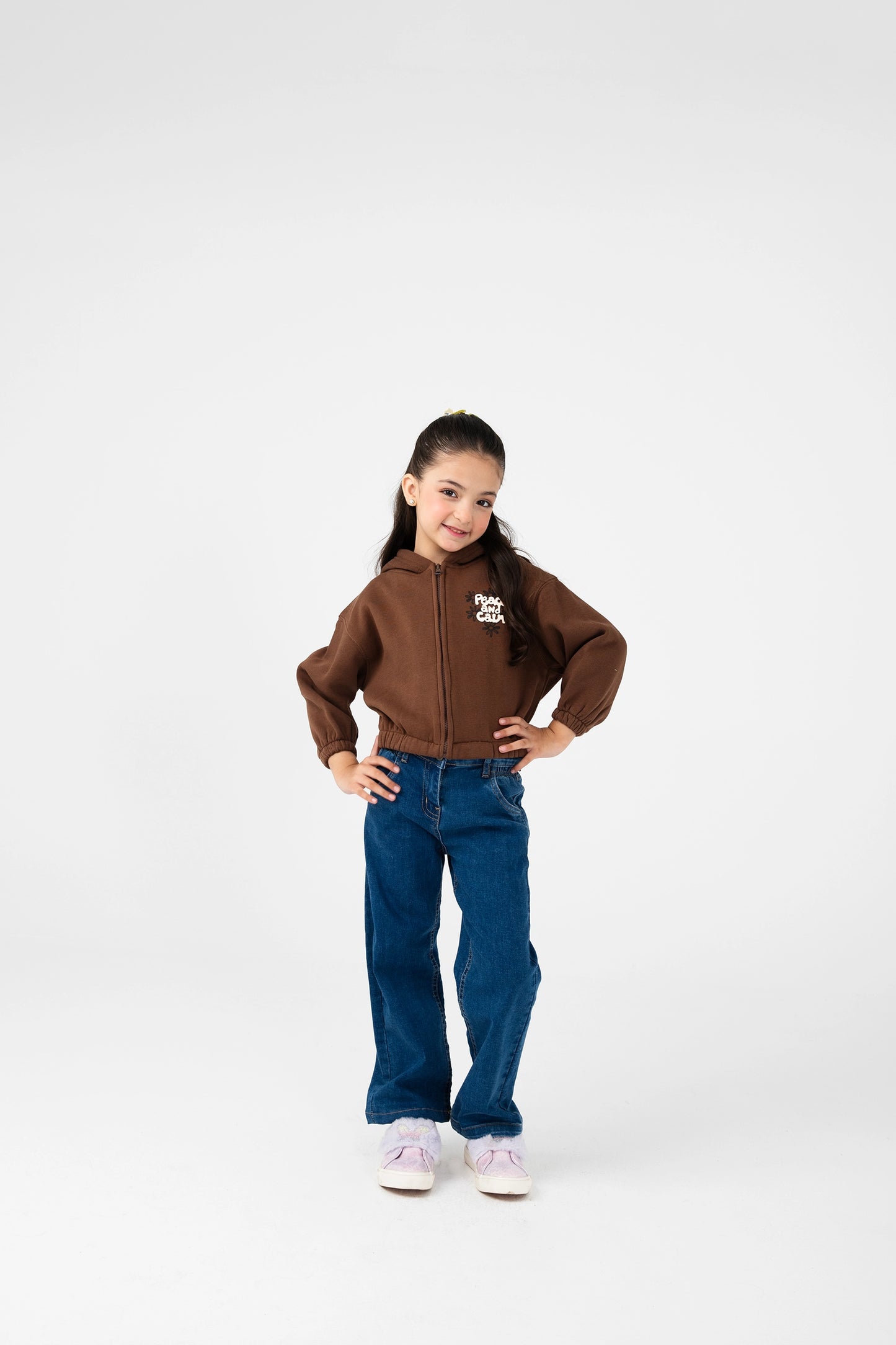 Girls Cocoa Cropped Fleece Hoodie