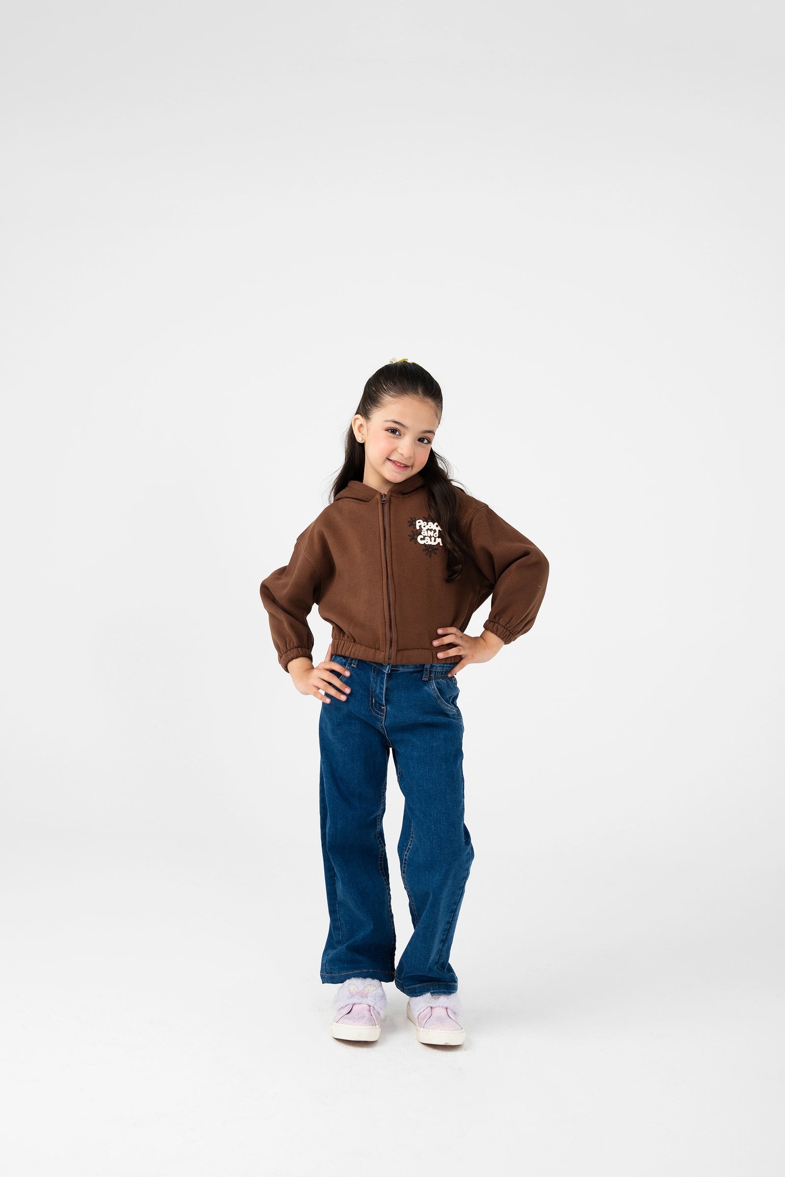 Girls Cocoa Cropped Fleece Hoodie