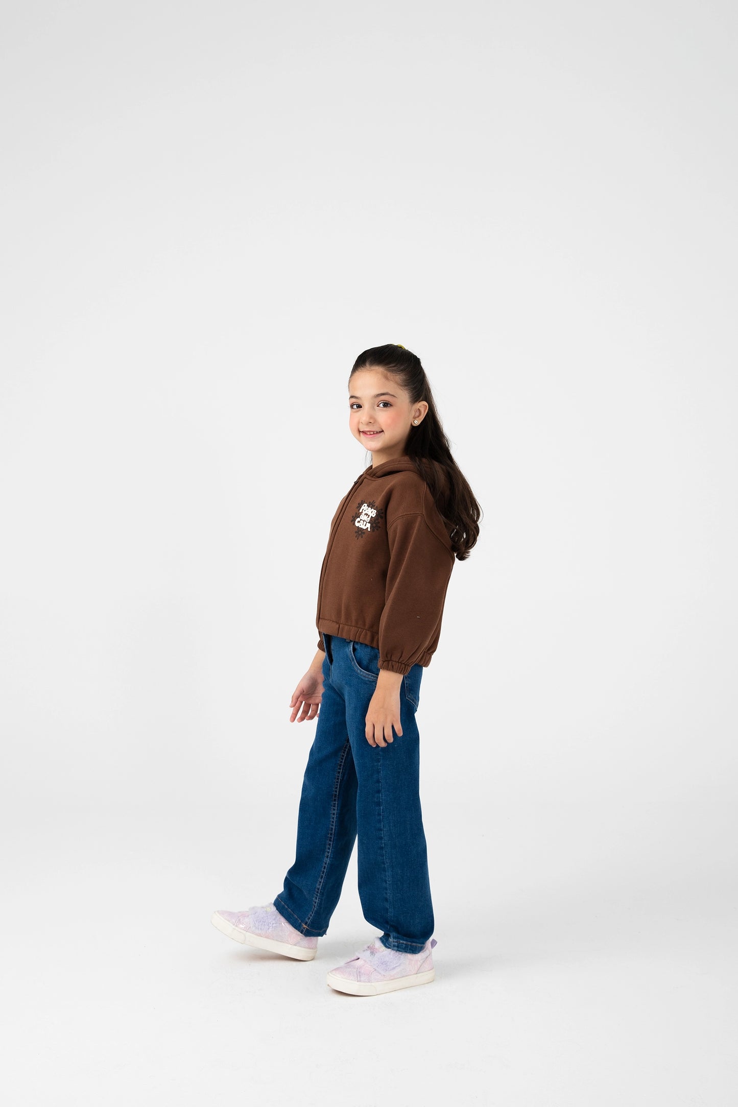 Girls Cocoa Cropped Fleece Hoodie