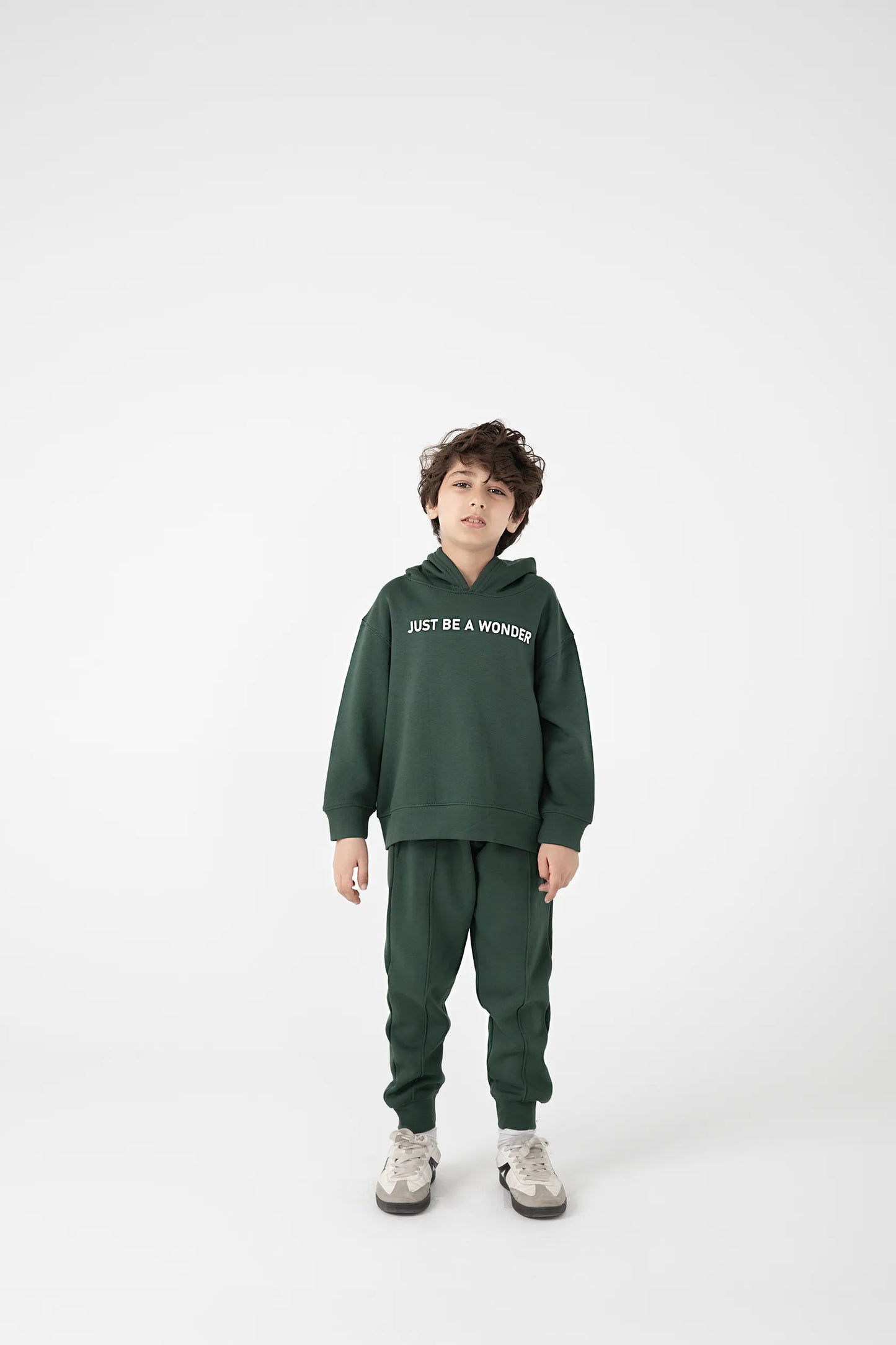 Boys Cozy Dark Green Hoodie Set