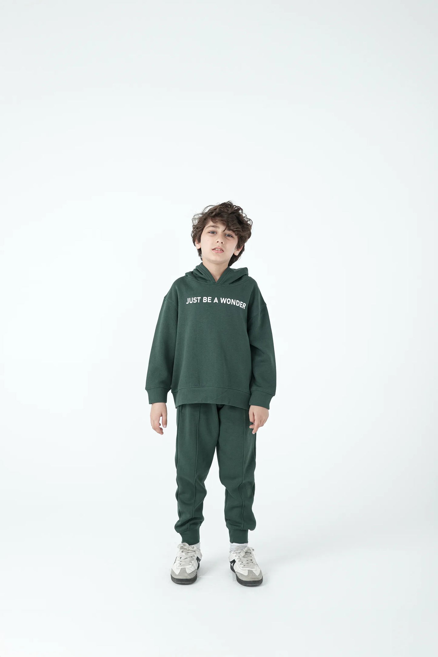 Boys Cozy Dark Green Hoodie Set