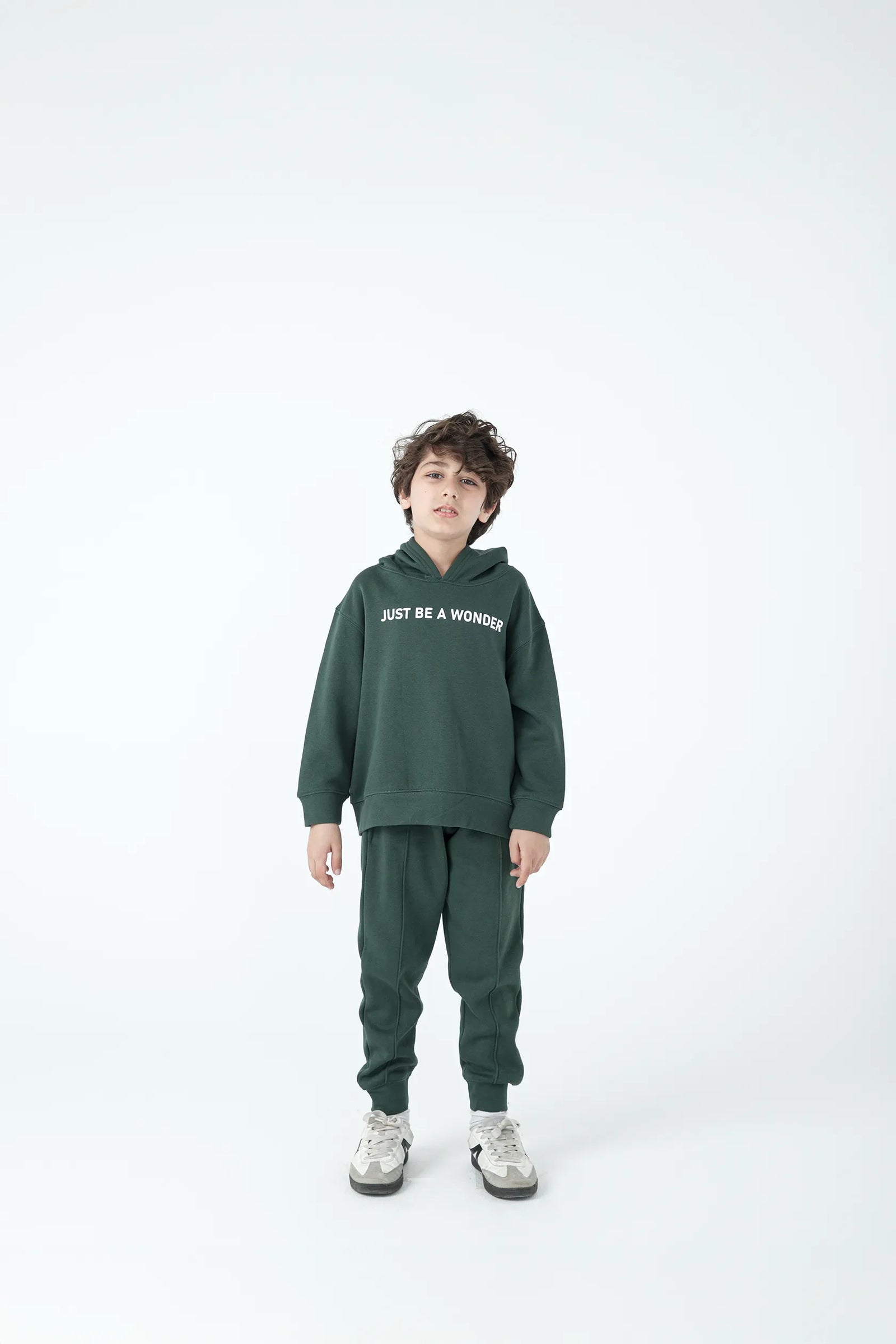 Boys Cozy Dark Green Hoodie Set