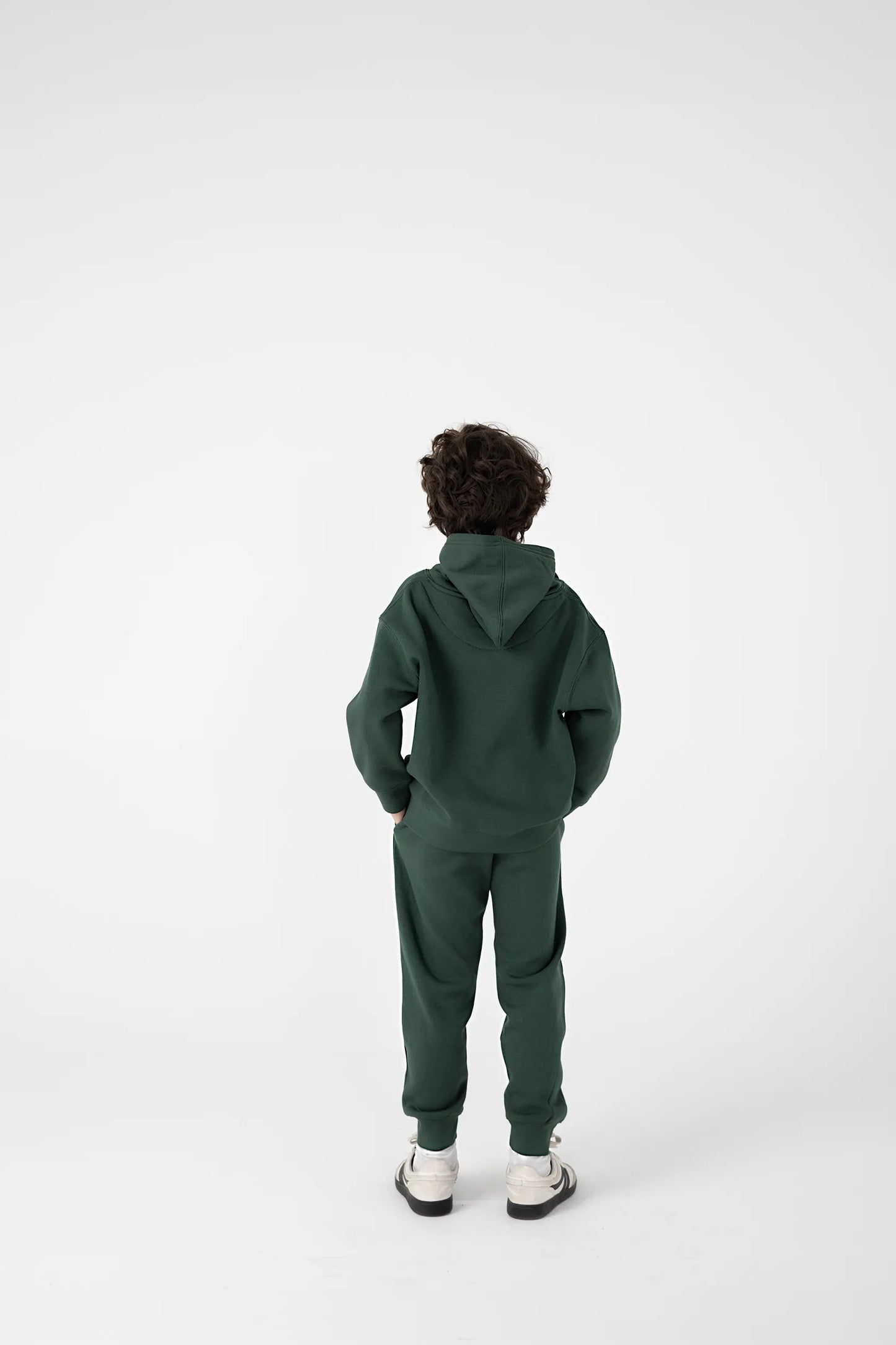 Boys Cozy Dark Green Hoodie Set