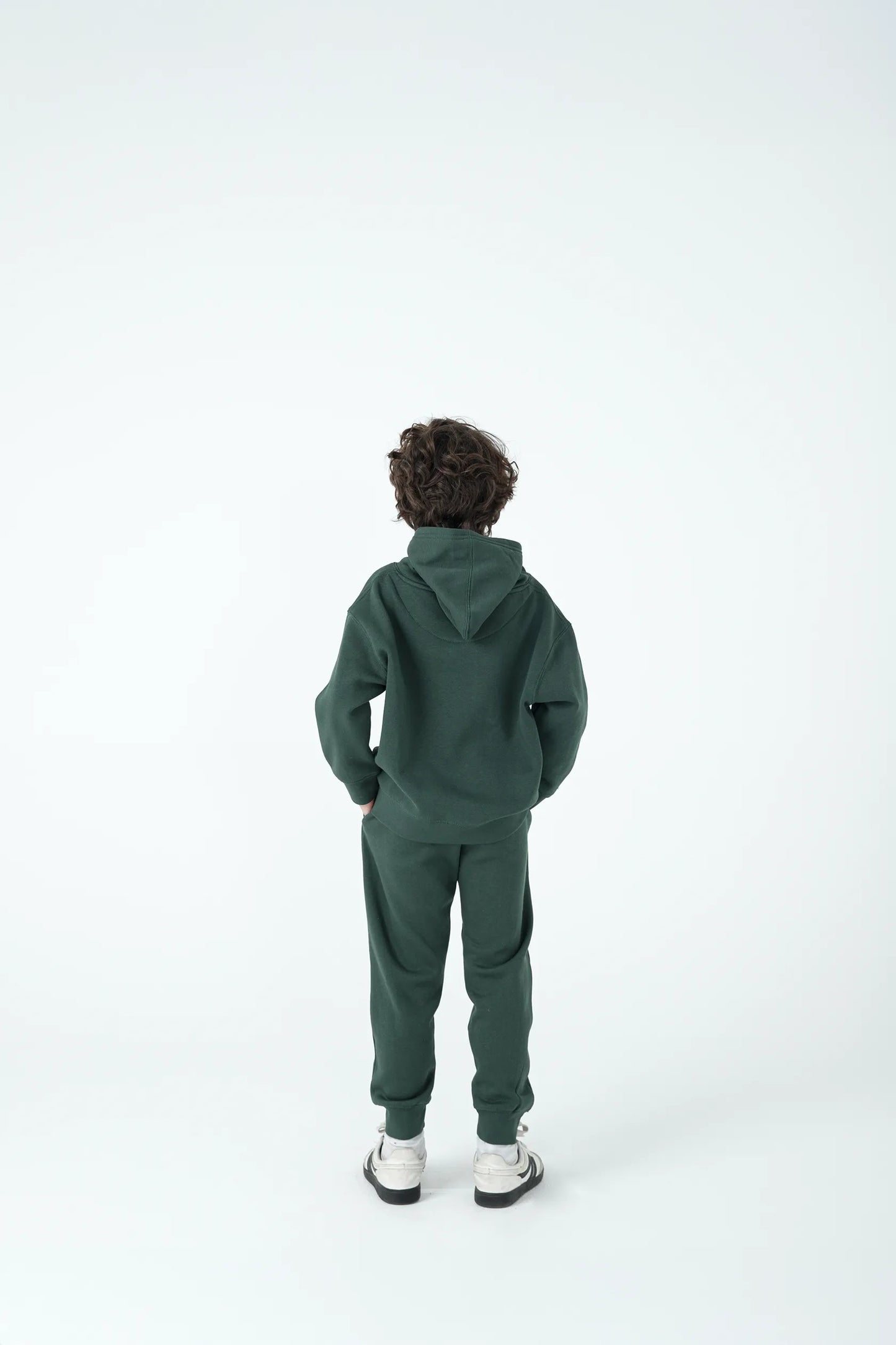 Boys Cozy Dark Green Hoodie Set