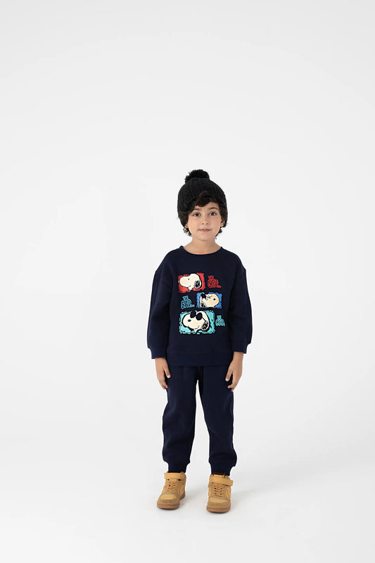 Navy Fleece Boys Graphic Co-Ord Set