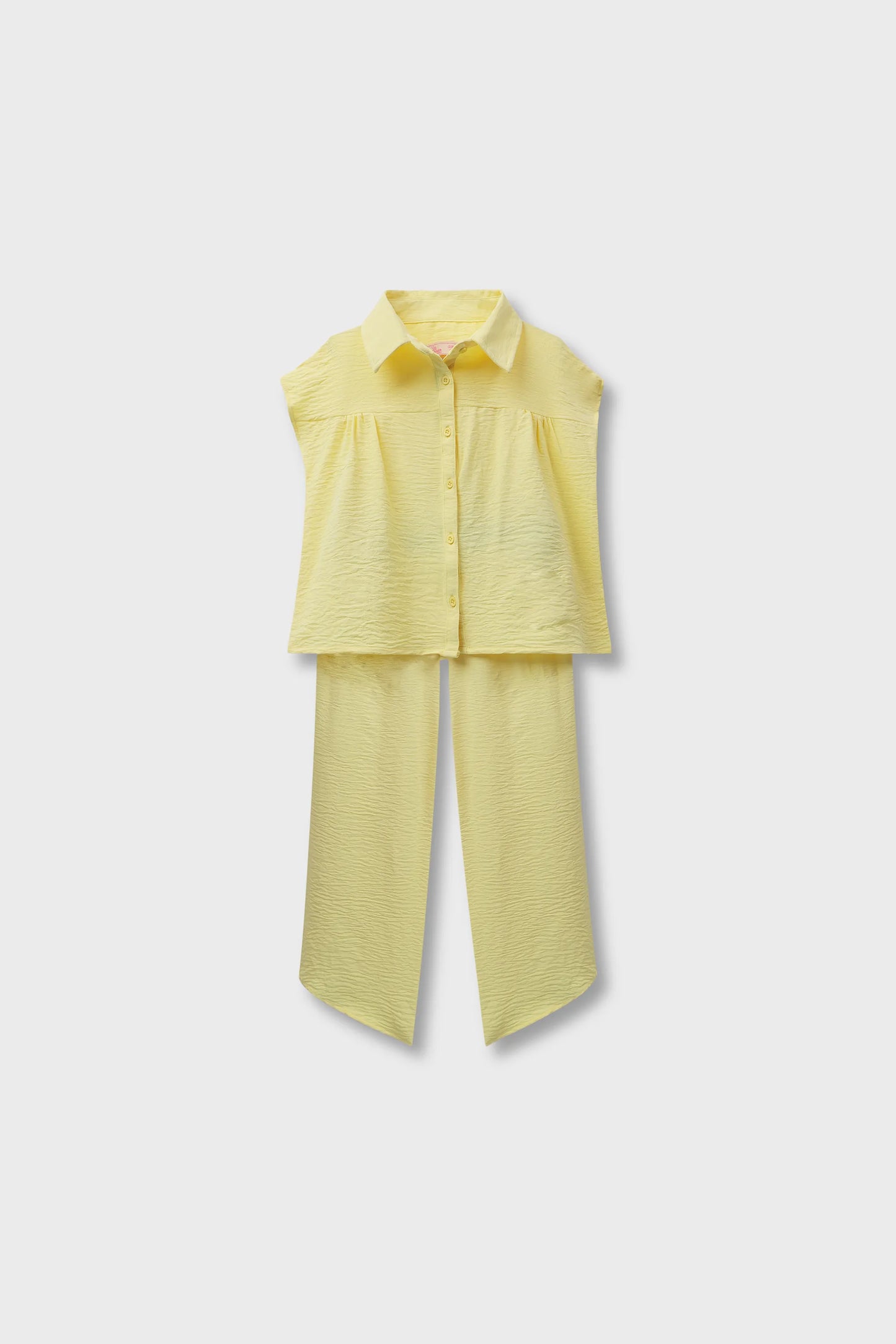 Girls Soft Yellow Mouzal Co-ord Set