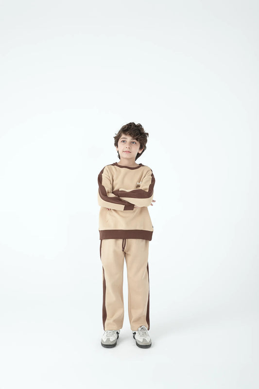 Boys Beige Fleece Co-Ord Set