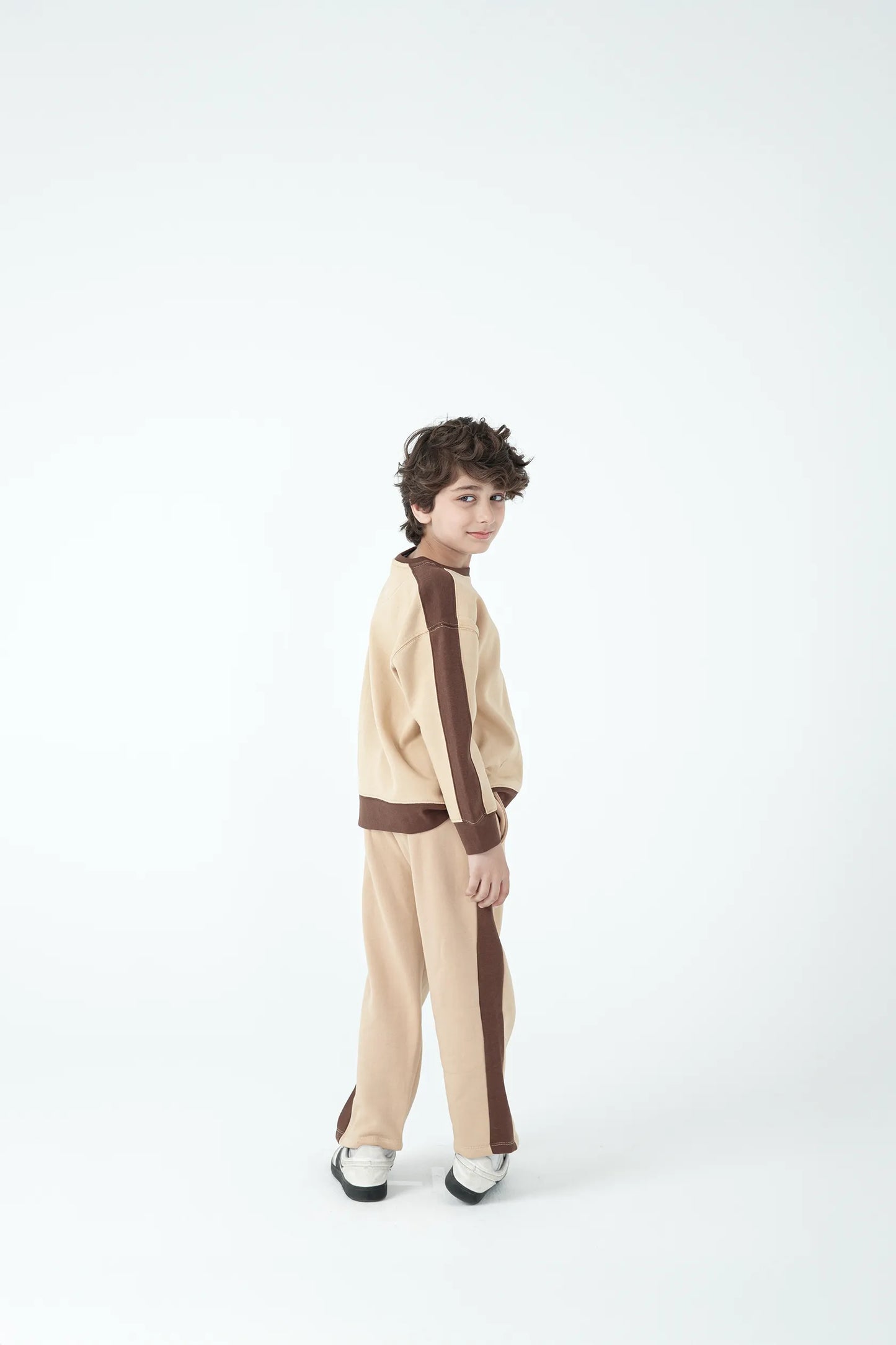 Boys Beige Fleece Co-Ord Set