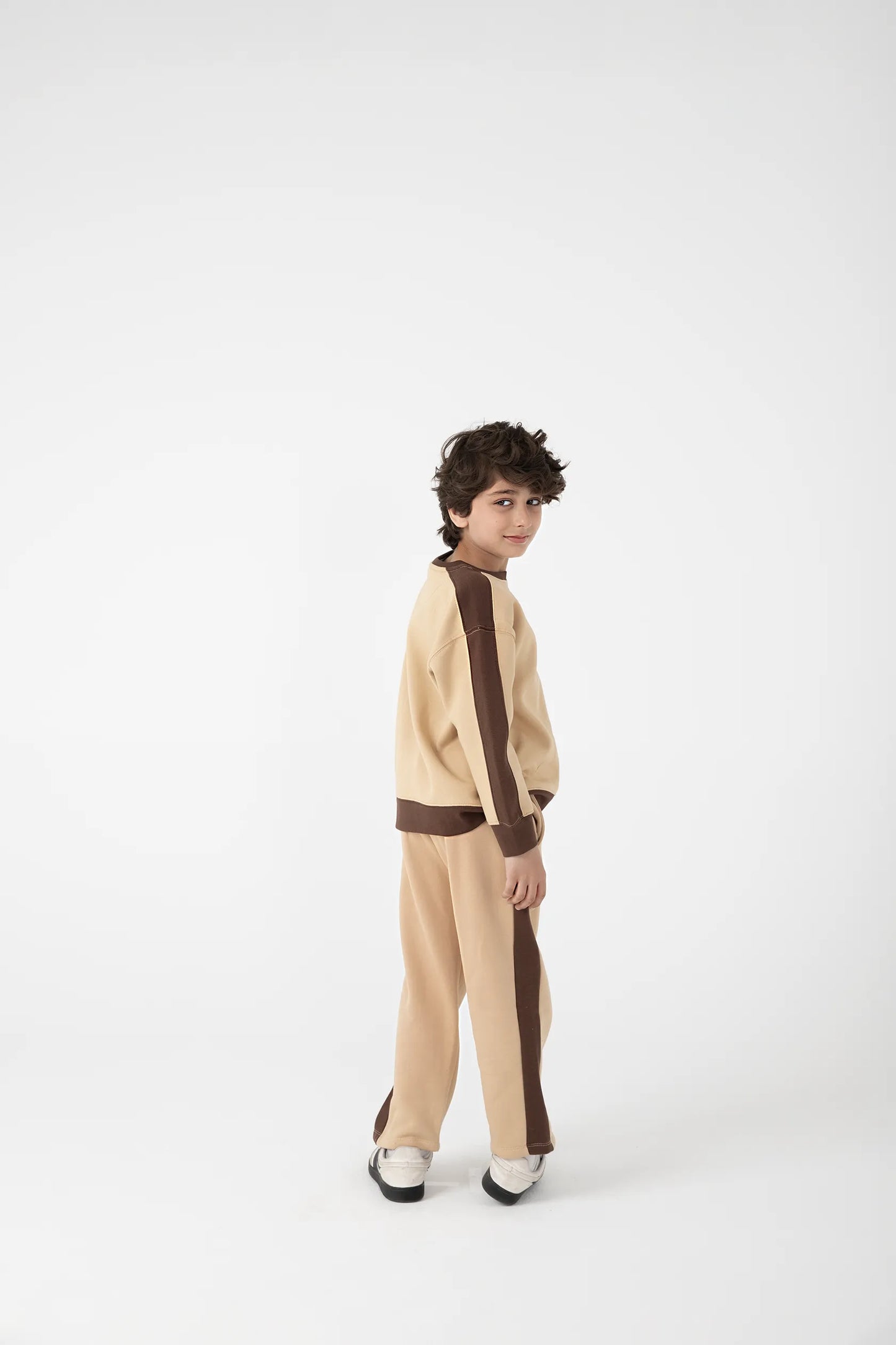 Boys Beige Fleece Co-Ord Set