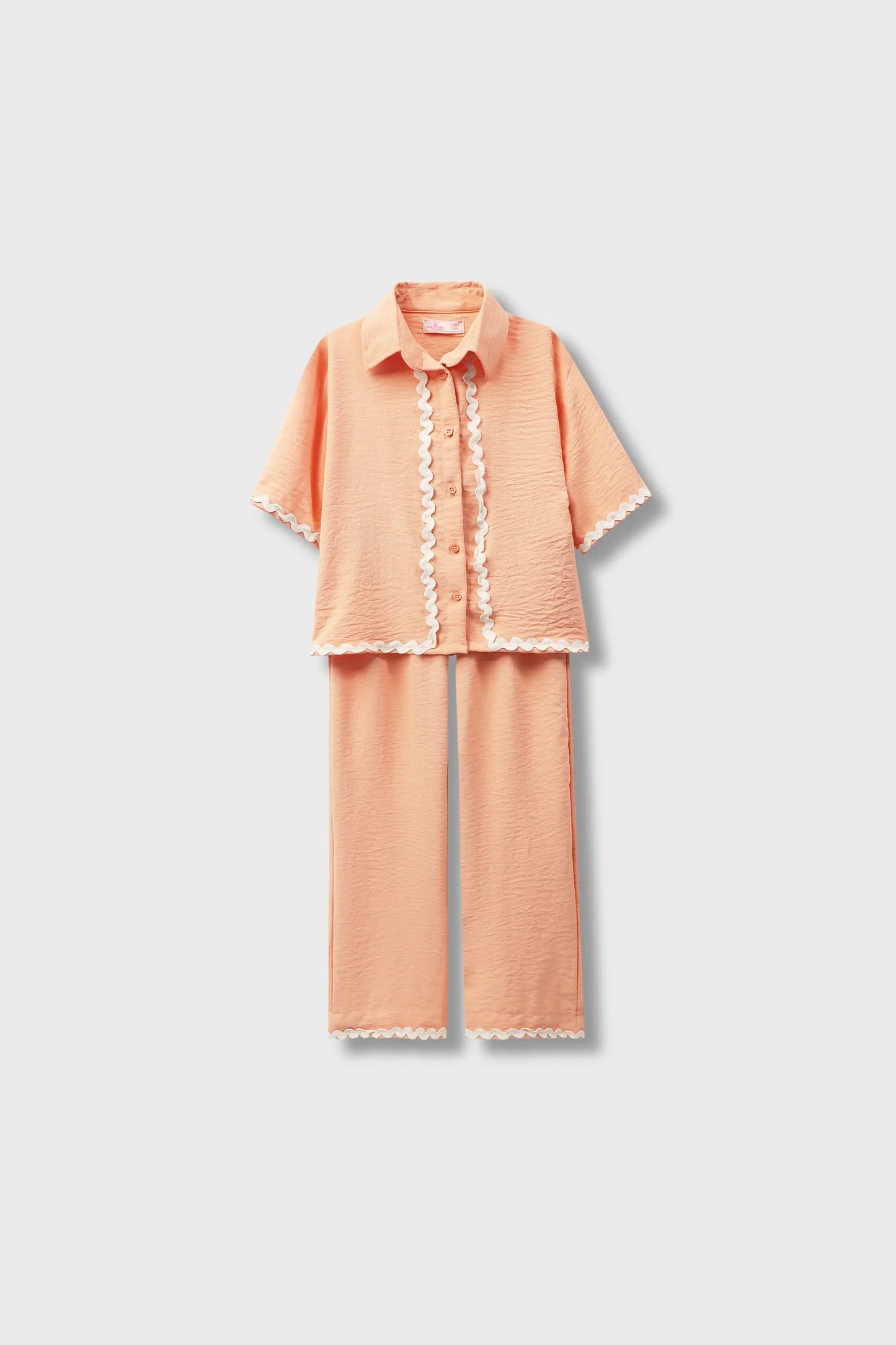 Girls Peach Mouzal Ruffle Co-ord Set