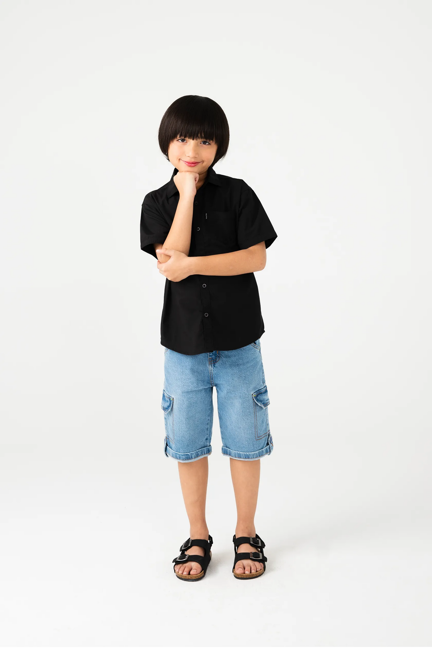 Deep Black Classic Boys’ Cotton Shirt