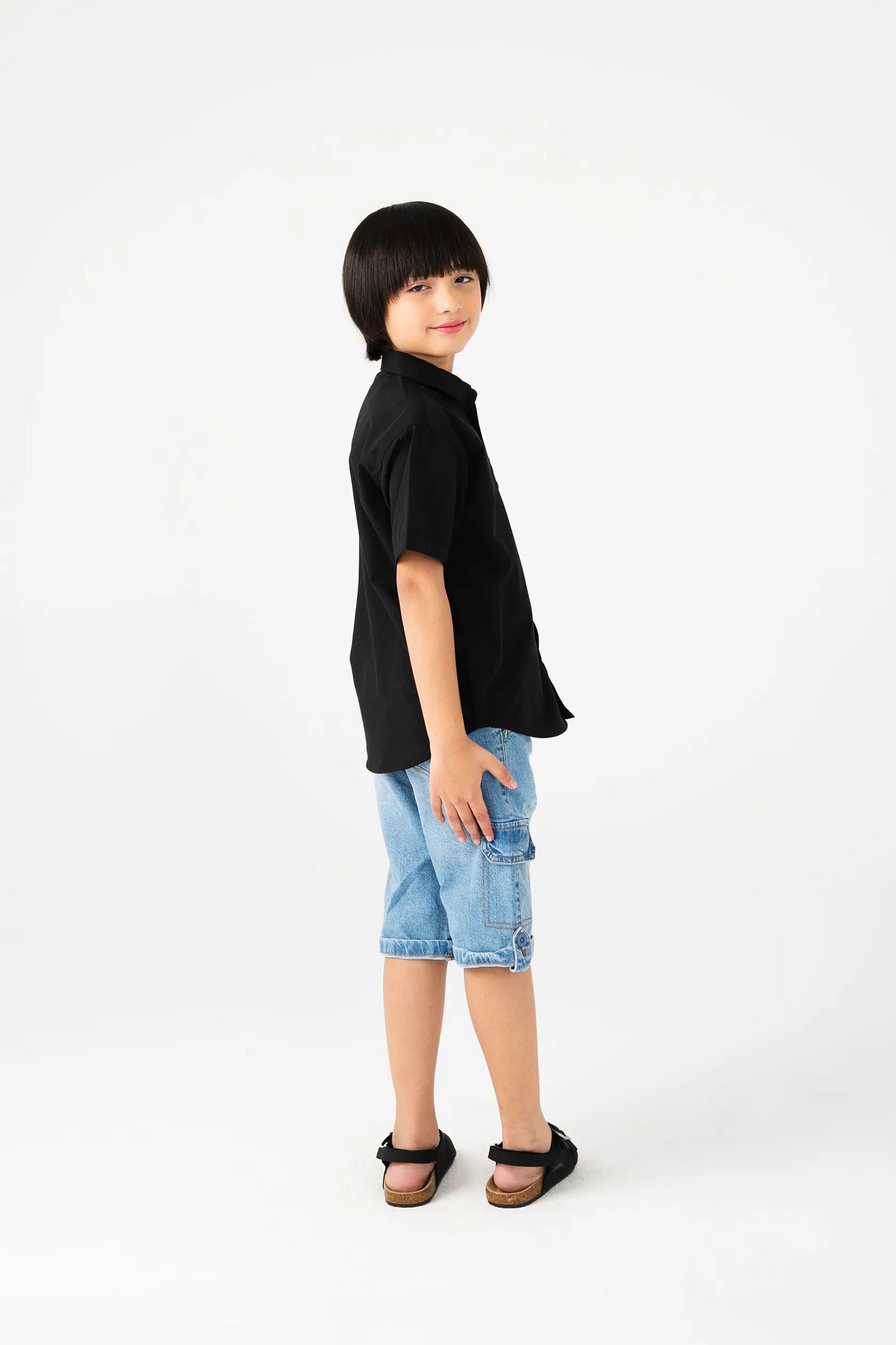 Deep Black Classic Boys’ Cotton Shirt
