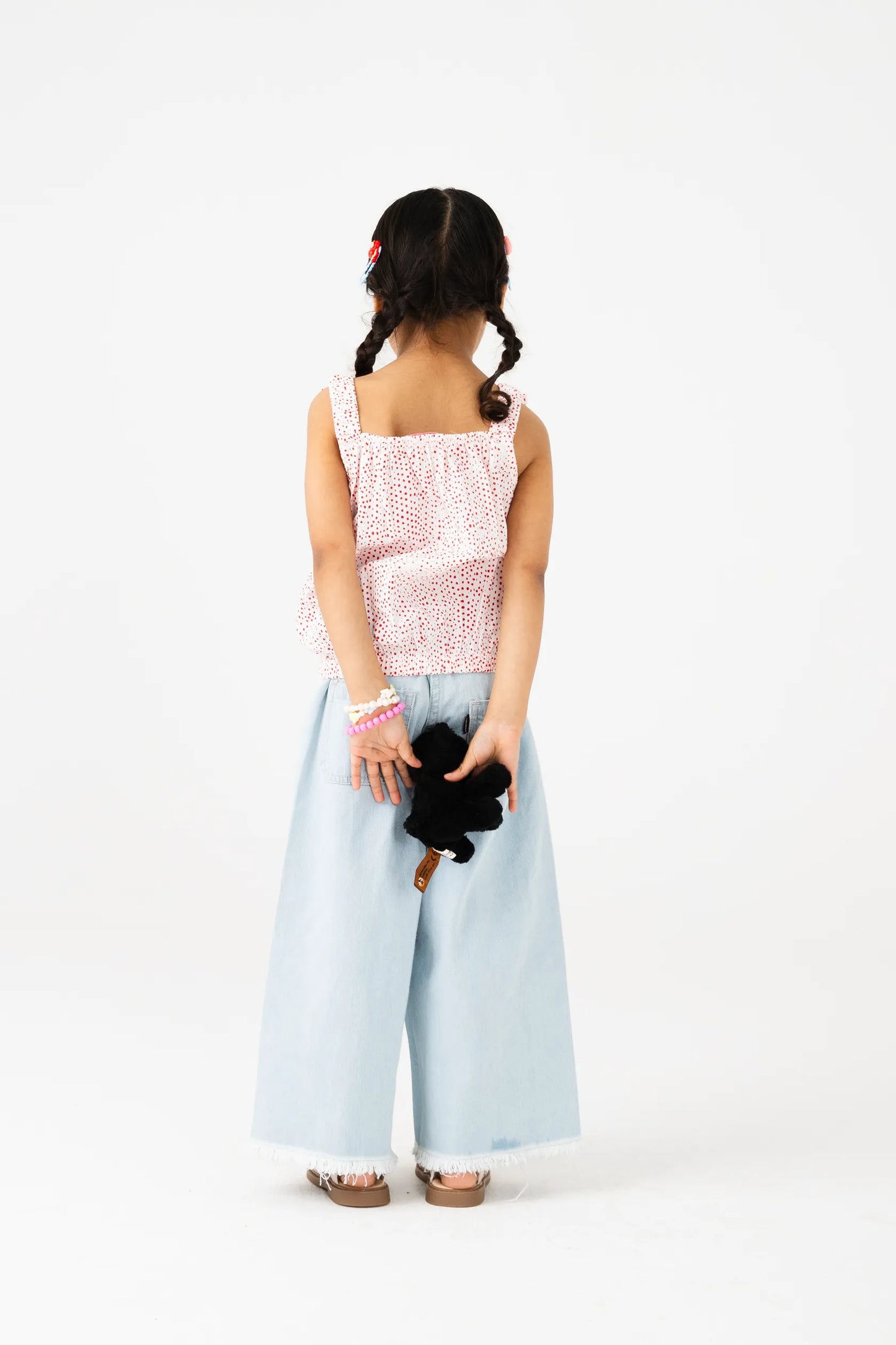 Red Bow-Strap Cotton Top