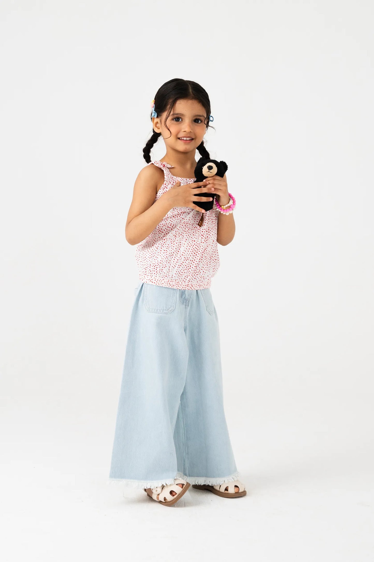 Red Bow-Strap Cotton Top