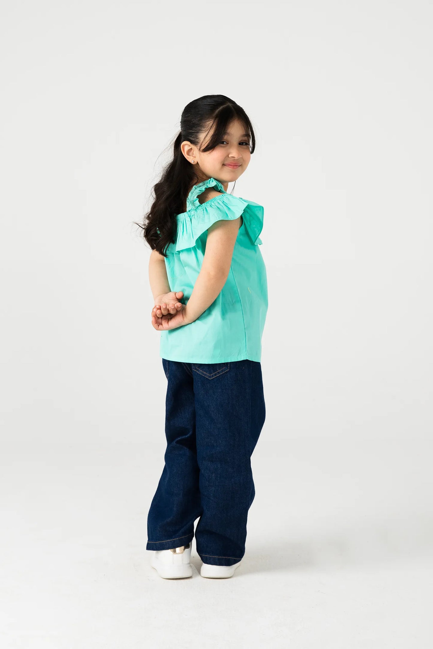 Solid Sea Green Ruffle Top