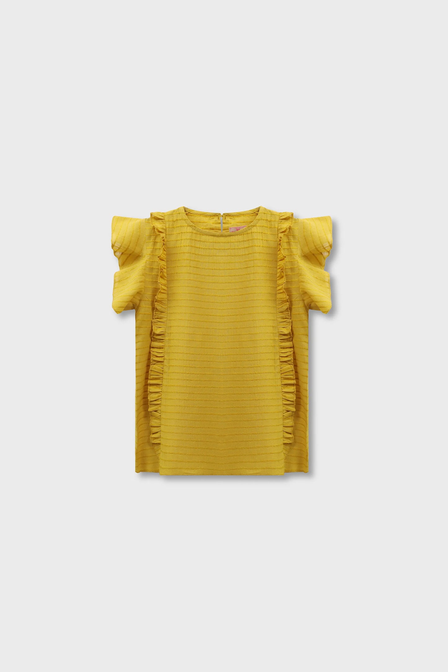 Mustard Ruffle Sleeve Cotton Top