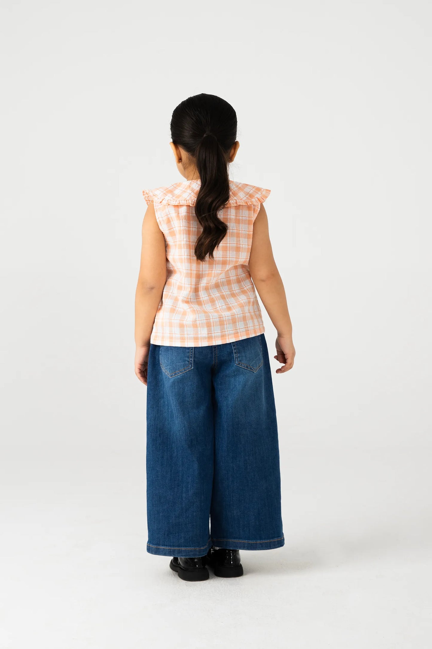 Coral Plaid Cotton Top