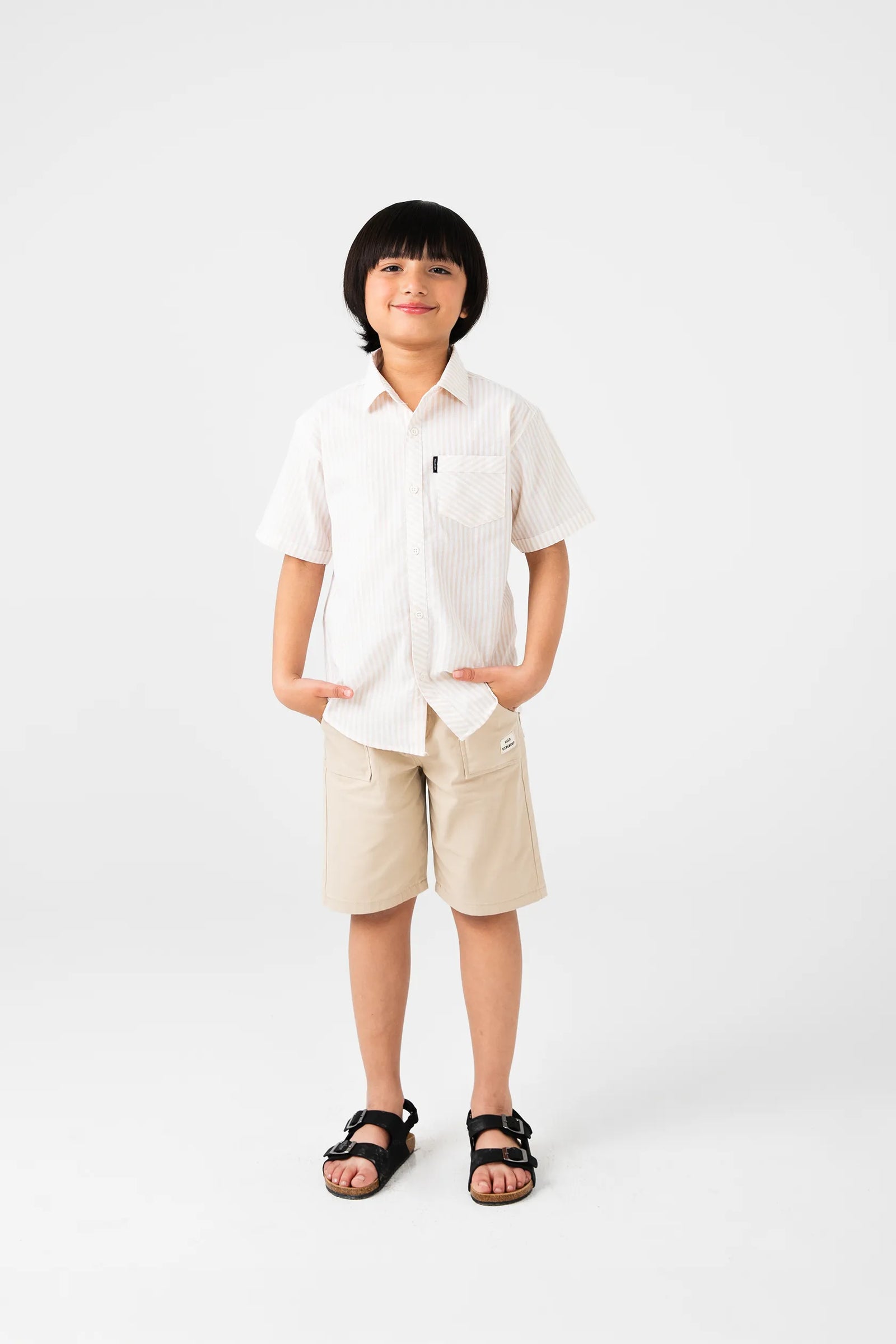 Boys Off-White Cotton Stripe Shirt
