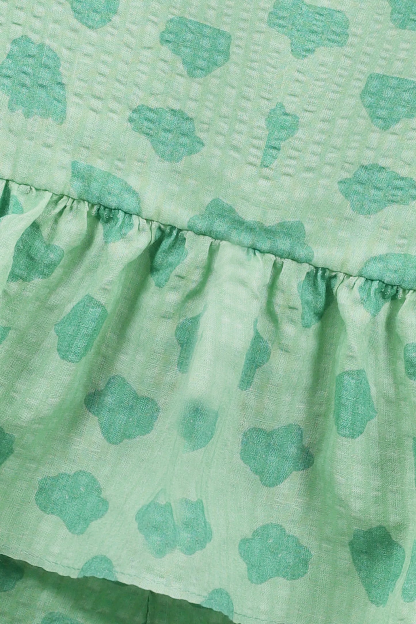 Green Ruffle Strap Dress Set