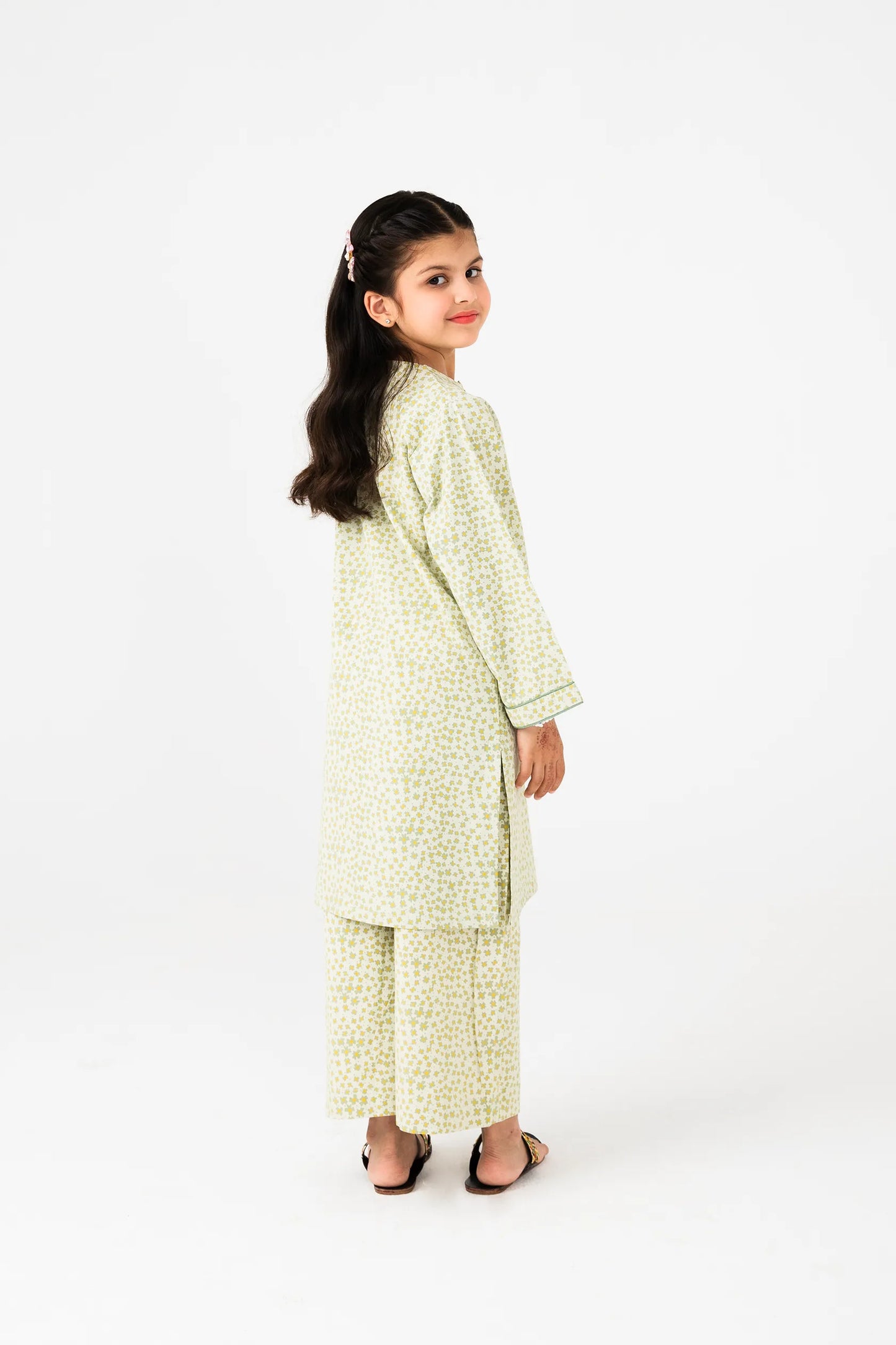 Soft Green Printed Cotton Kurta Set - 2pc