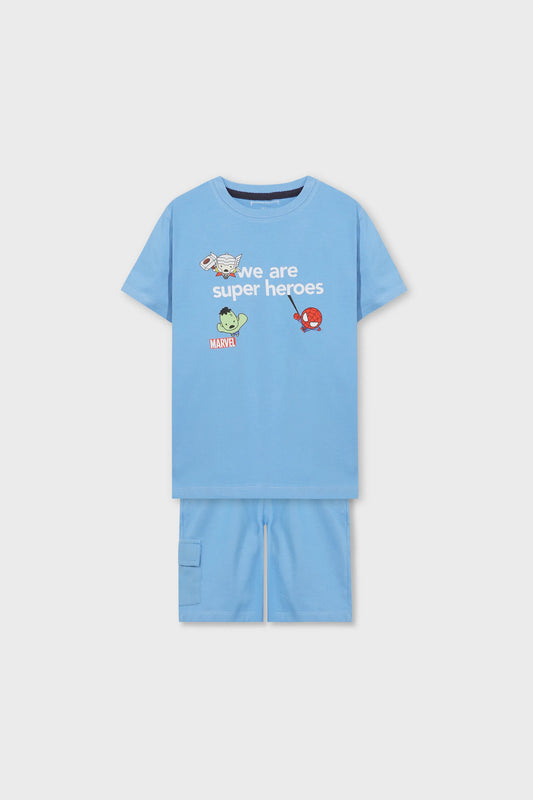 Boys Blue Super Heroes Co-ord Set