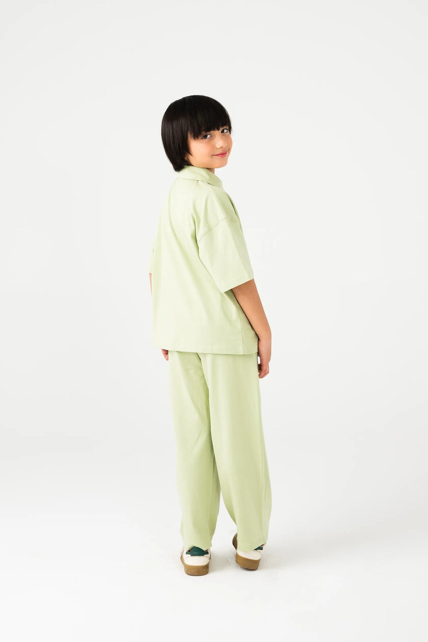 Boys Pistachio Palm Polo Co-ord Set