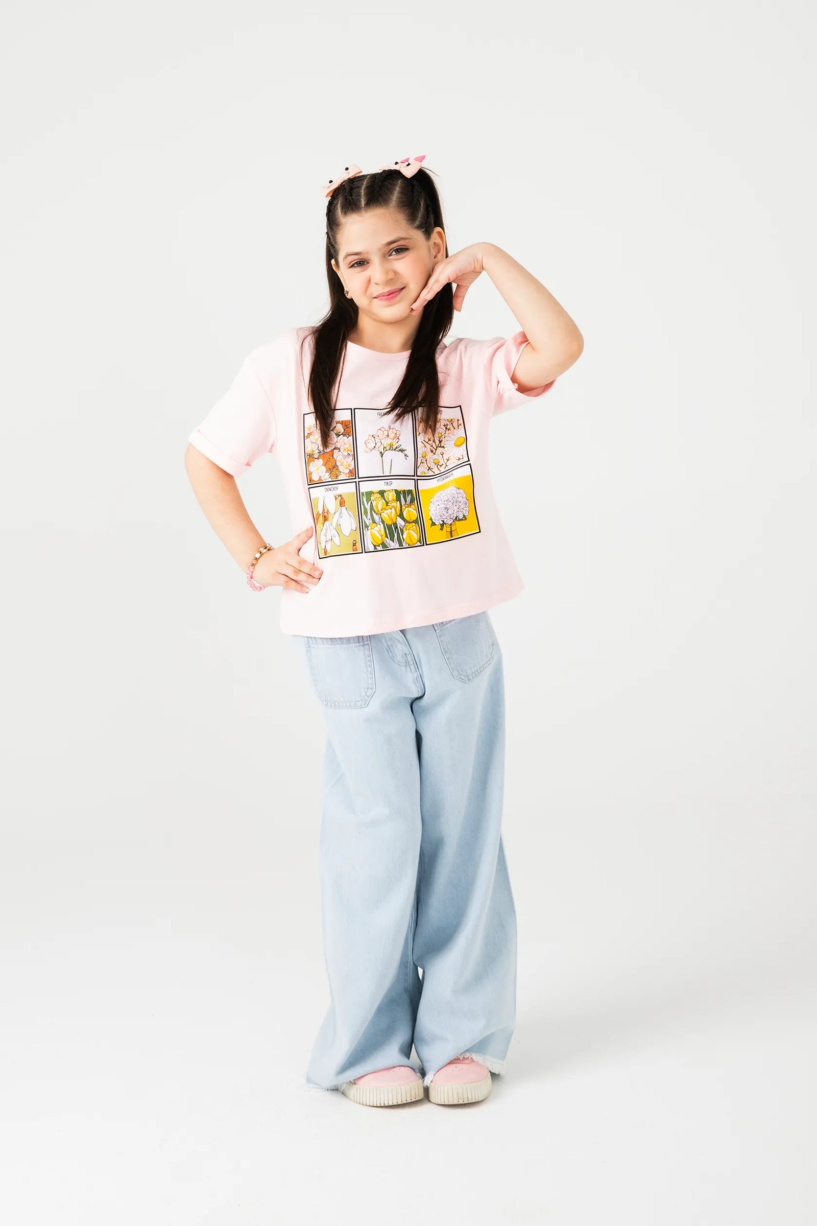 Girls Floral Frames Drop Tee