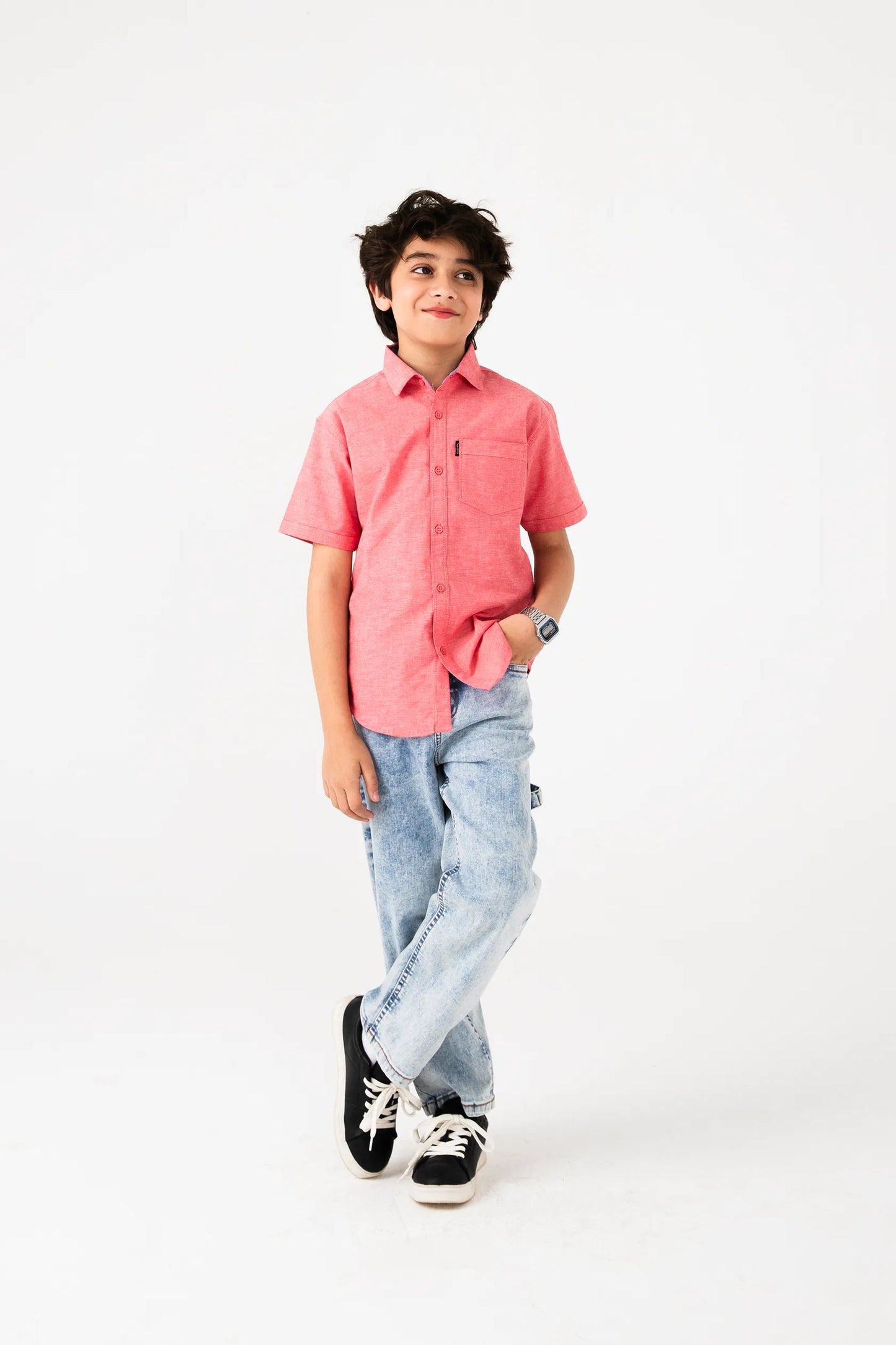 Boys Red Horizon Chambray Shirt