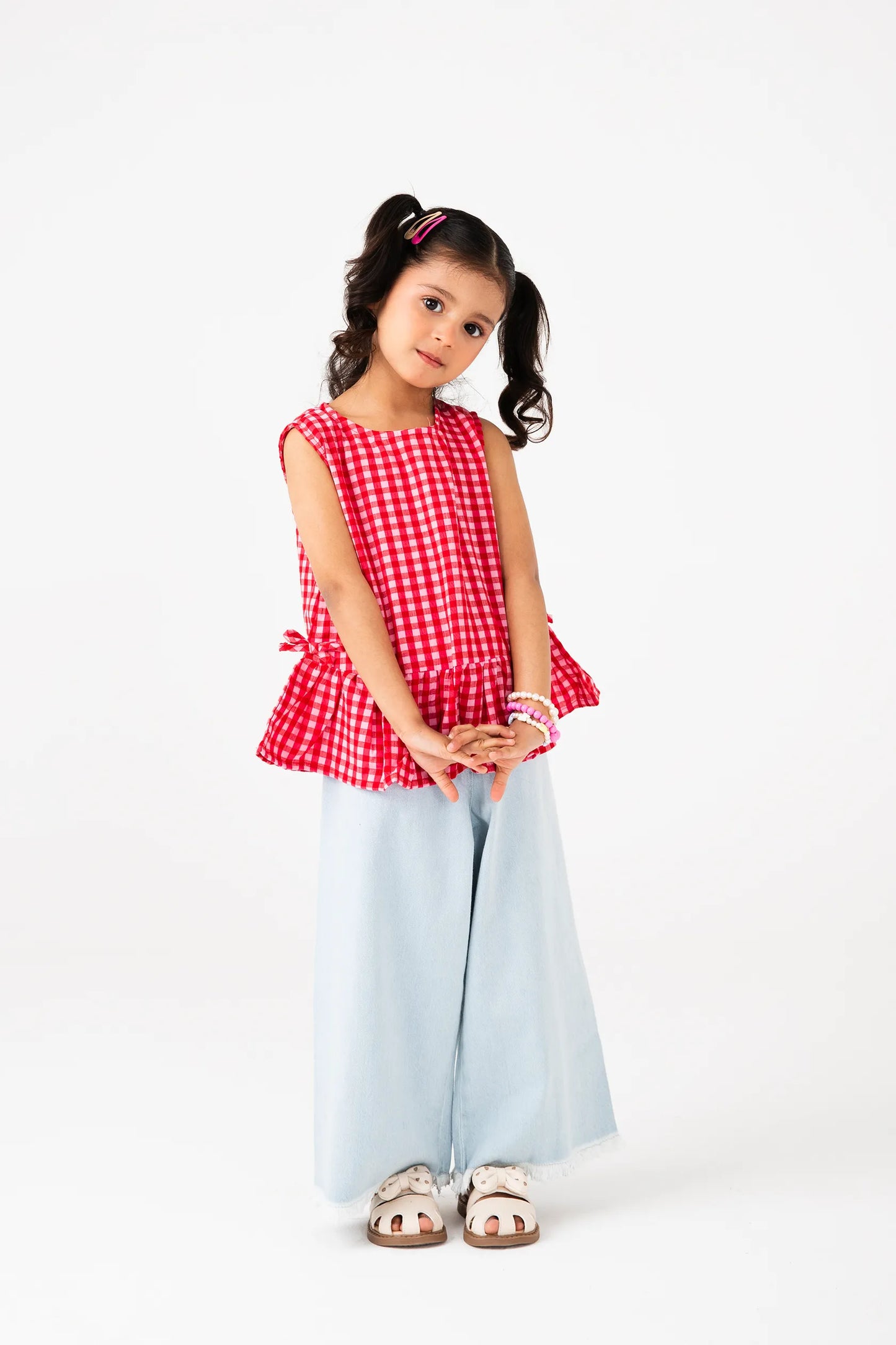 Red Gingham Twirl Top
