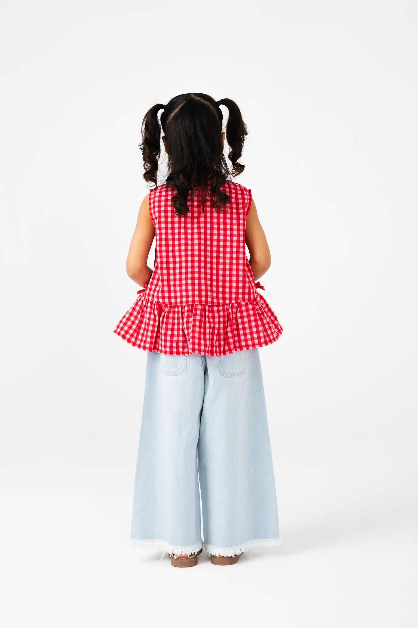 Red Gingham Twirl Top