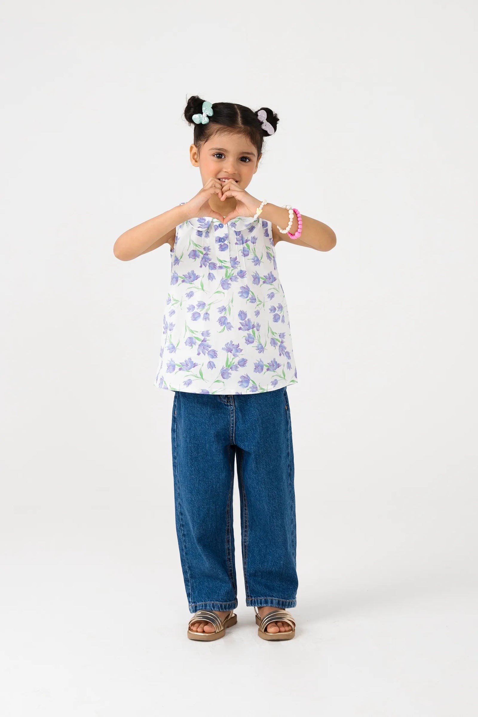 Floral Pintuck Sleeveless Cotton Top