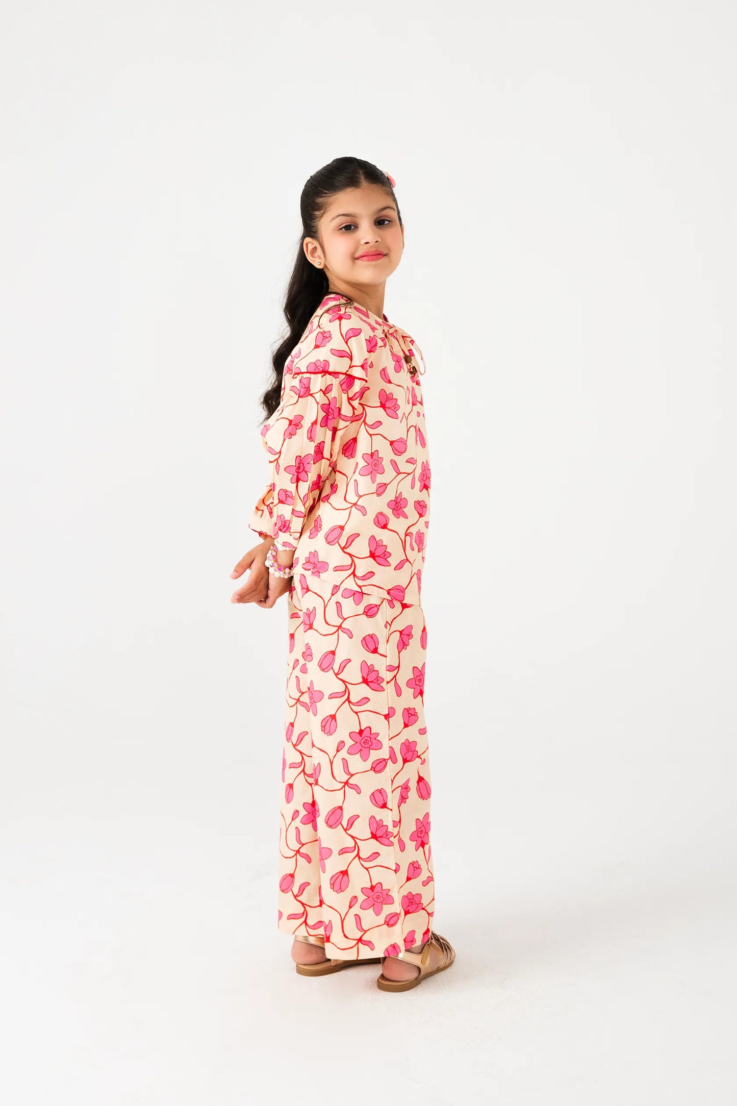Beige Printed Cotton Co-ord Set