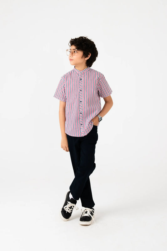 Bold Stripe Button-Up Cotton Shirt